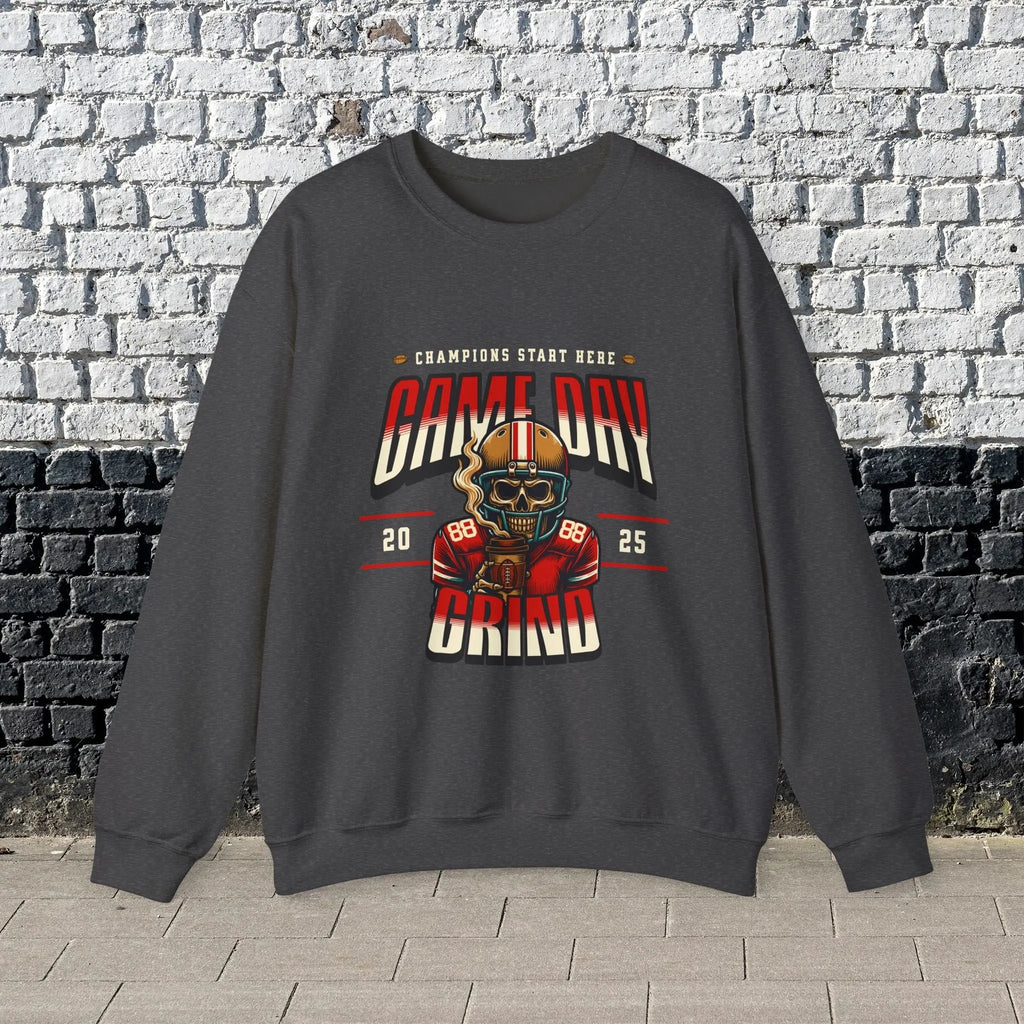 Game Day Grind Sweatshirt - Coffee Football Warm Cozy Sweatshirt Printify