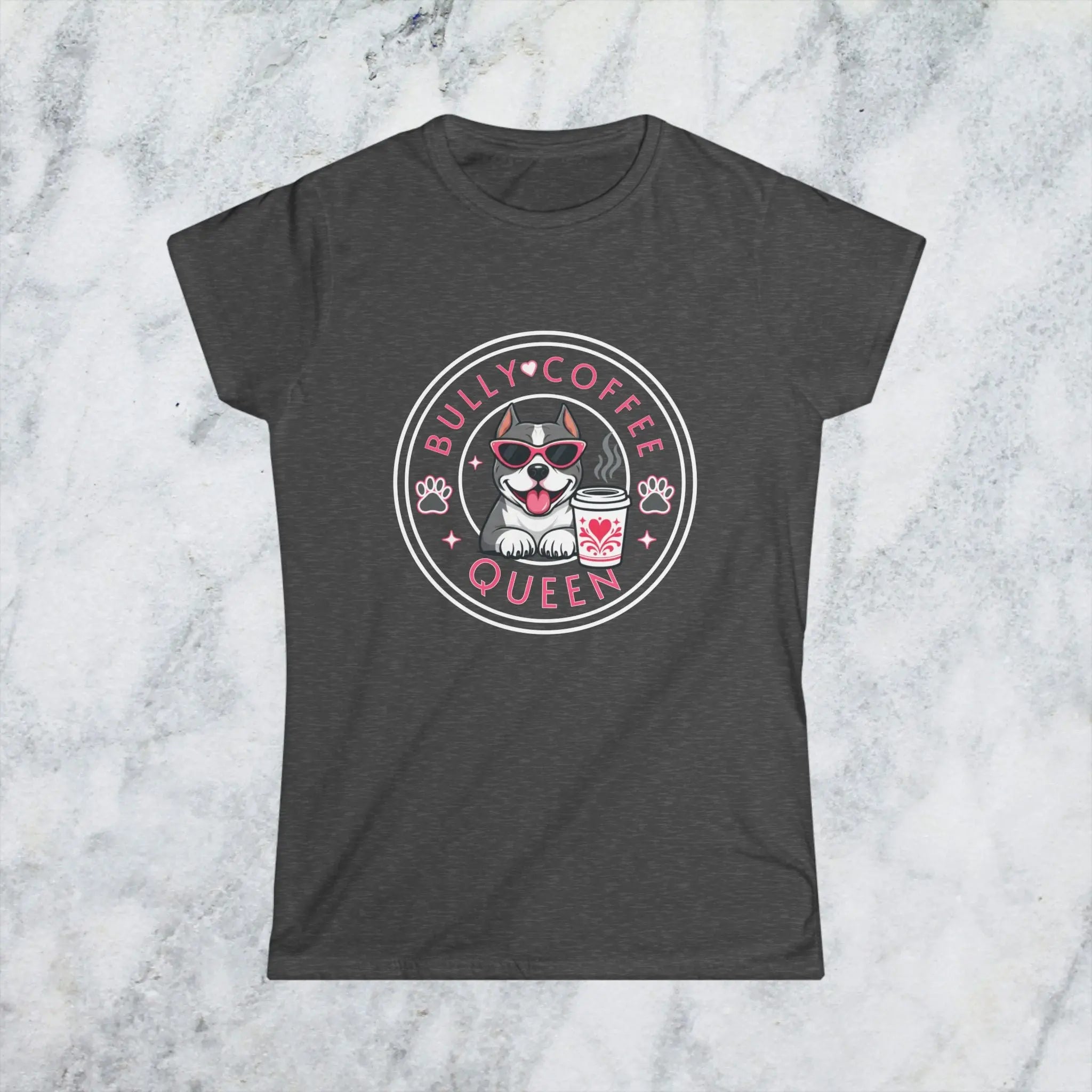 Bully Coffee Queen T-Shirt — Cute Pitbull Coffee Lover Tee Printify