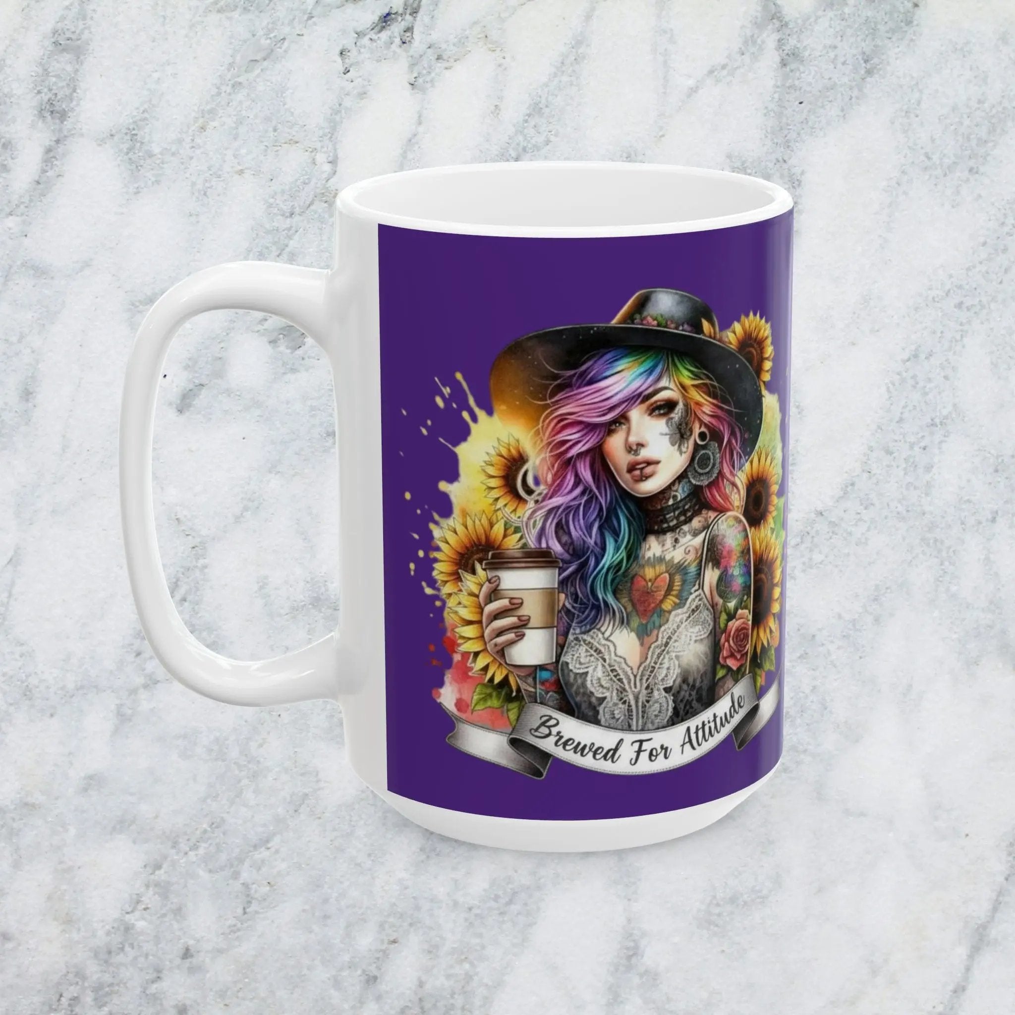 Brewed for Attitude Ceramic Mug | Artistic Coffee Cup, Gift for Her, Unique Tea Mug, Home Decor, Halloween Printify