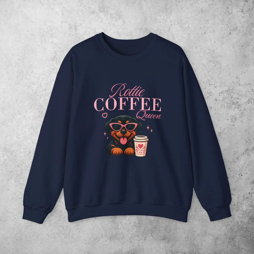 Rottie Coffee Sweatshirt — Cute Rottweiler with Coffee Graphic Printify