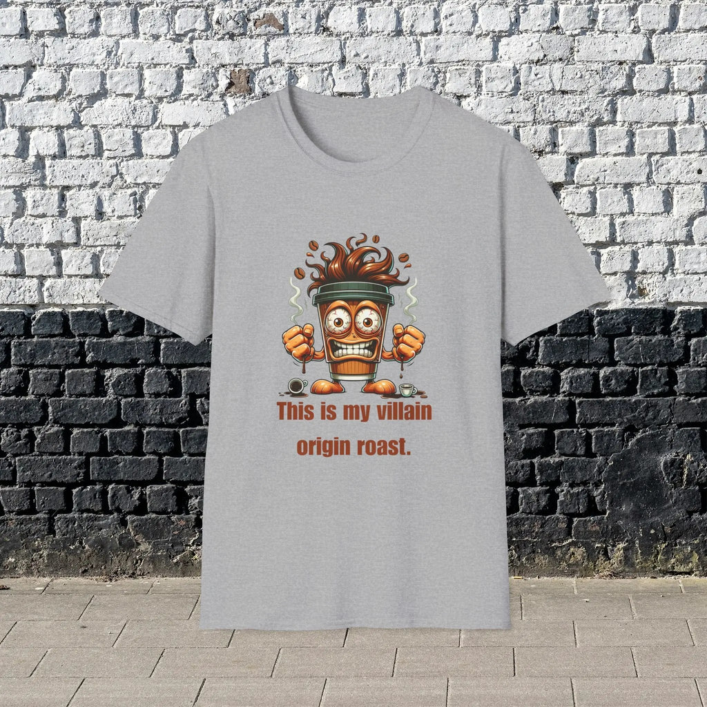 My Villain Origin Roast Shirt – Funny Coffee Lover T-Shirt, Sarcastic Caffeine Addict Tee, Humor Gift for Men Printify