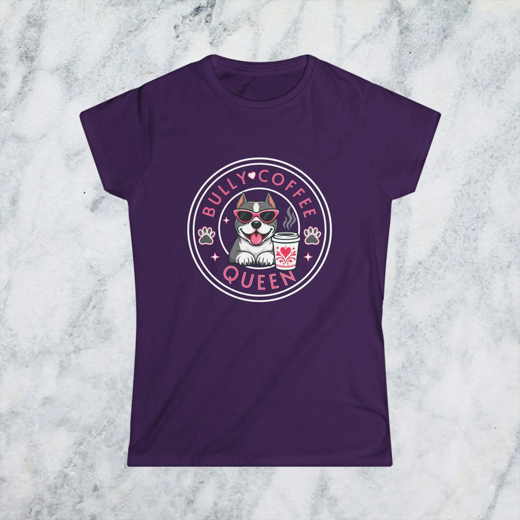 Bully Coffee Queen T-Shirt — Cute Pitbull Coffee Lover Tee Printify