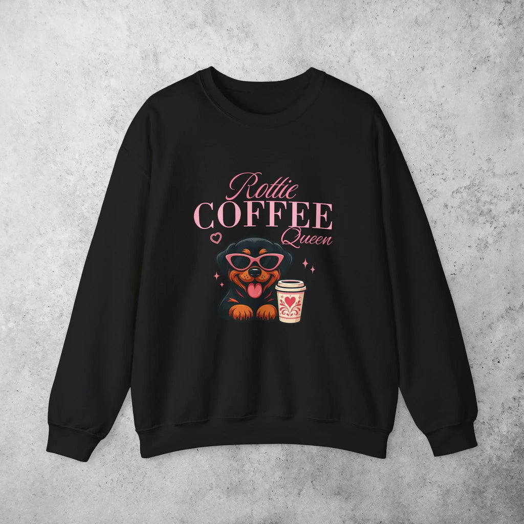 Rottie Coffee Sweatshirt — Cute Rottweiler with Coffee Graphic Printify