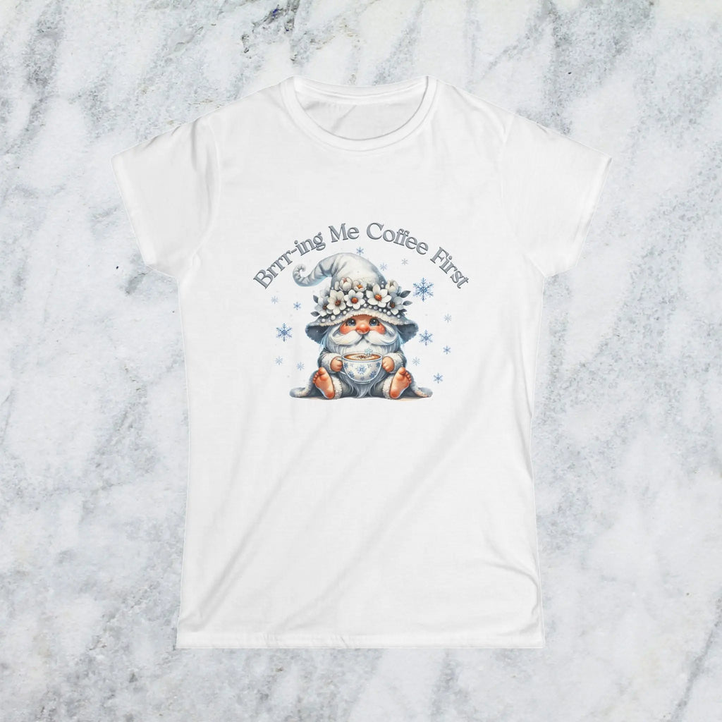 Brr-ing Me Coffee T-Shirt - Cute Gnome Winter Design Printify
