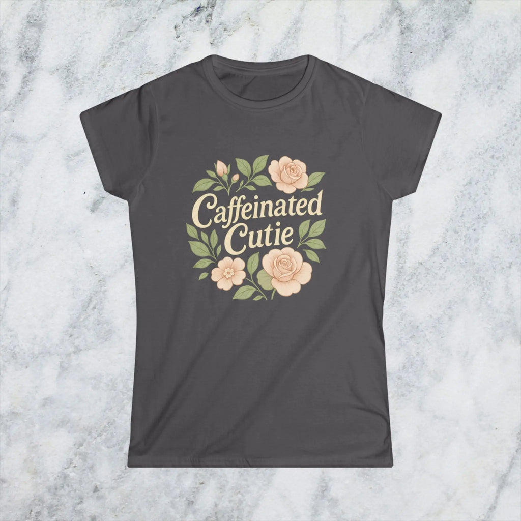 Caffeinated Cutie Floral Tee — Women's Blush Floral Graphic T‑Shirt - Boldly Bitter Company