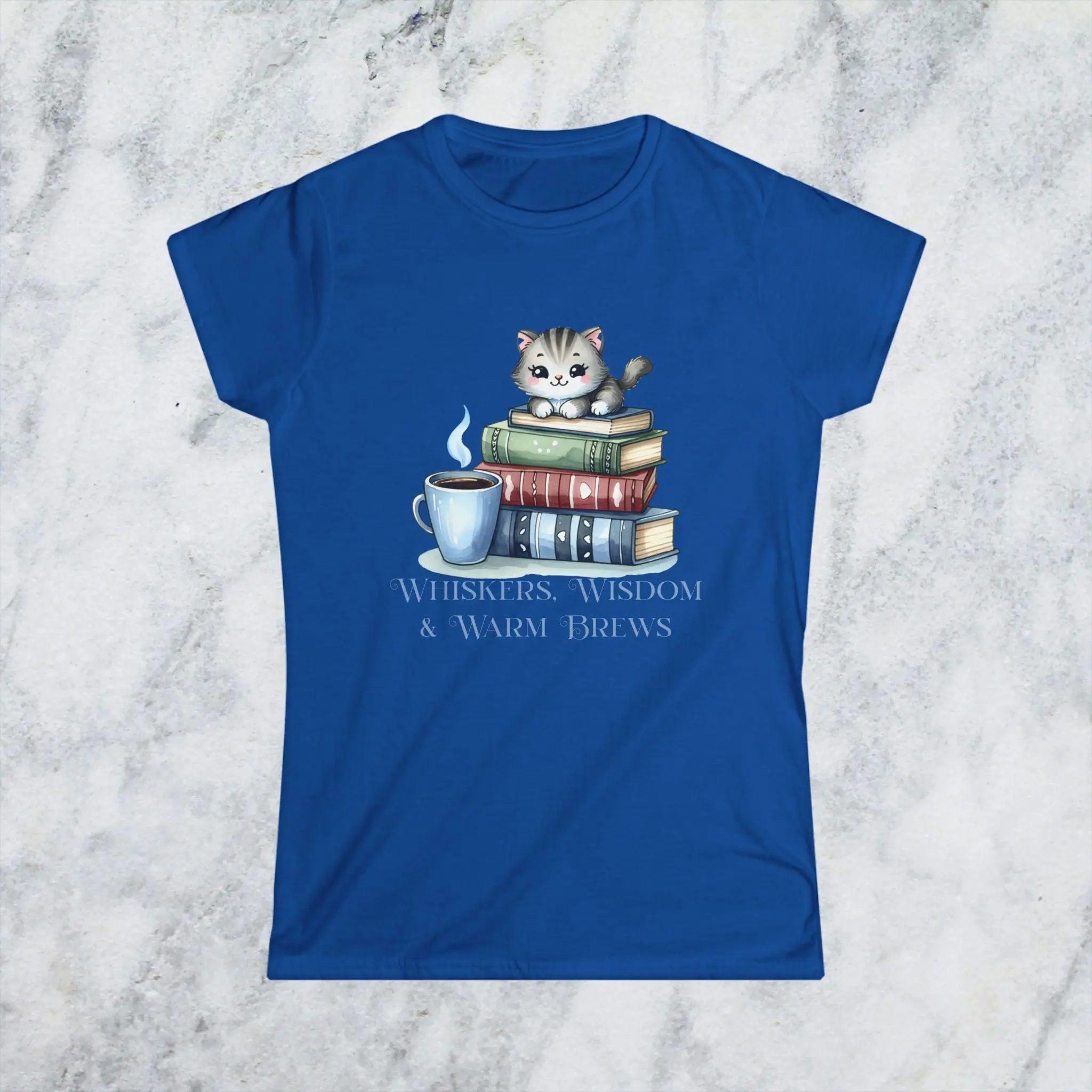 Whiskers Wisdom & Warm Brews Shirt – Cute Cat Coffee Lover Tee, Bookworm Cozy Reading T-Shirt, Cat Mom Gift for Caffeine Lovers Printify