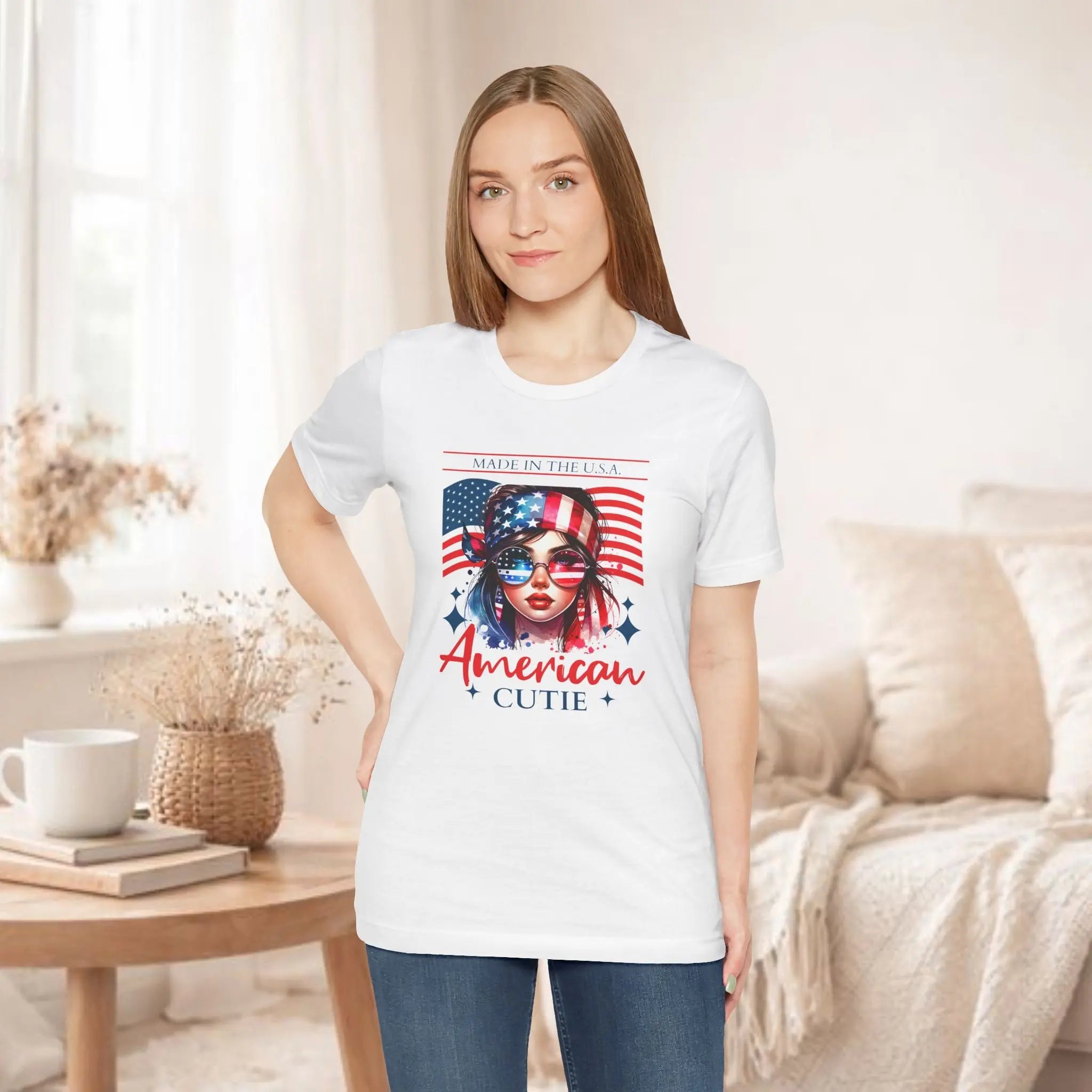 American Cutie T-Shirt — Patriotic USA Flag Graphic Tee Printify