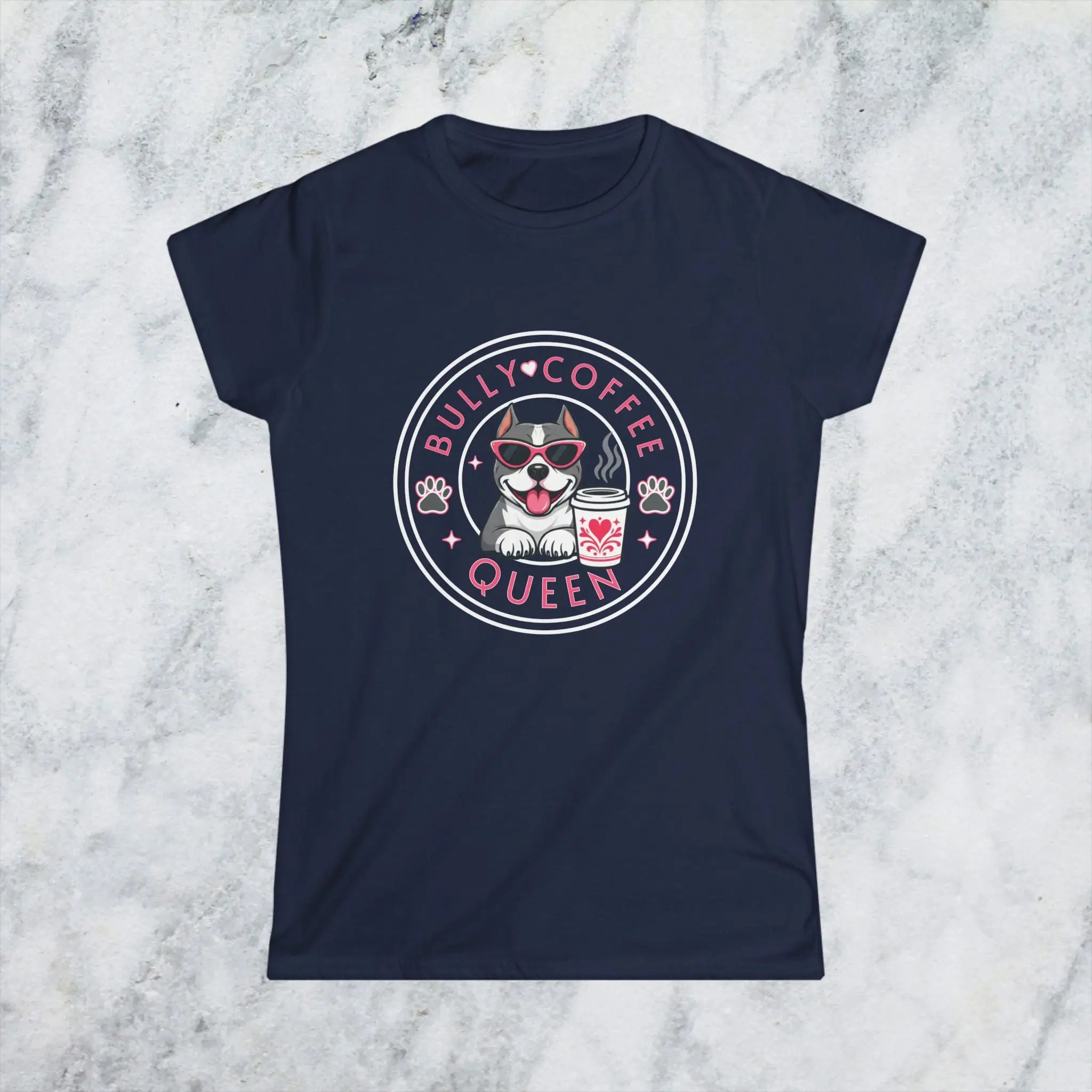 Bully Coffee Queen T-Shirt — Cute Pitbull Coffee Lover Tee Printify