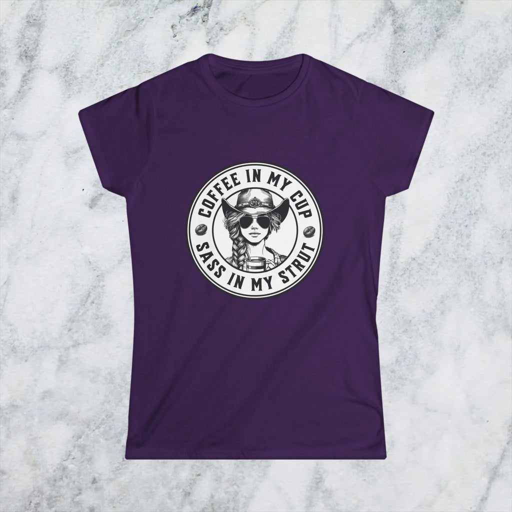 Sass in My Strut T-Shirt – Sassy Cowgirl Coffee T-shirt, Funny Coffee Lover Tee for Women, Sassy Cowgirl Caffeine Queen Shirt, Attitude Gift Idea Printify
