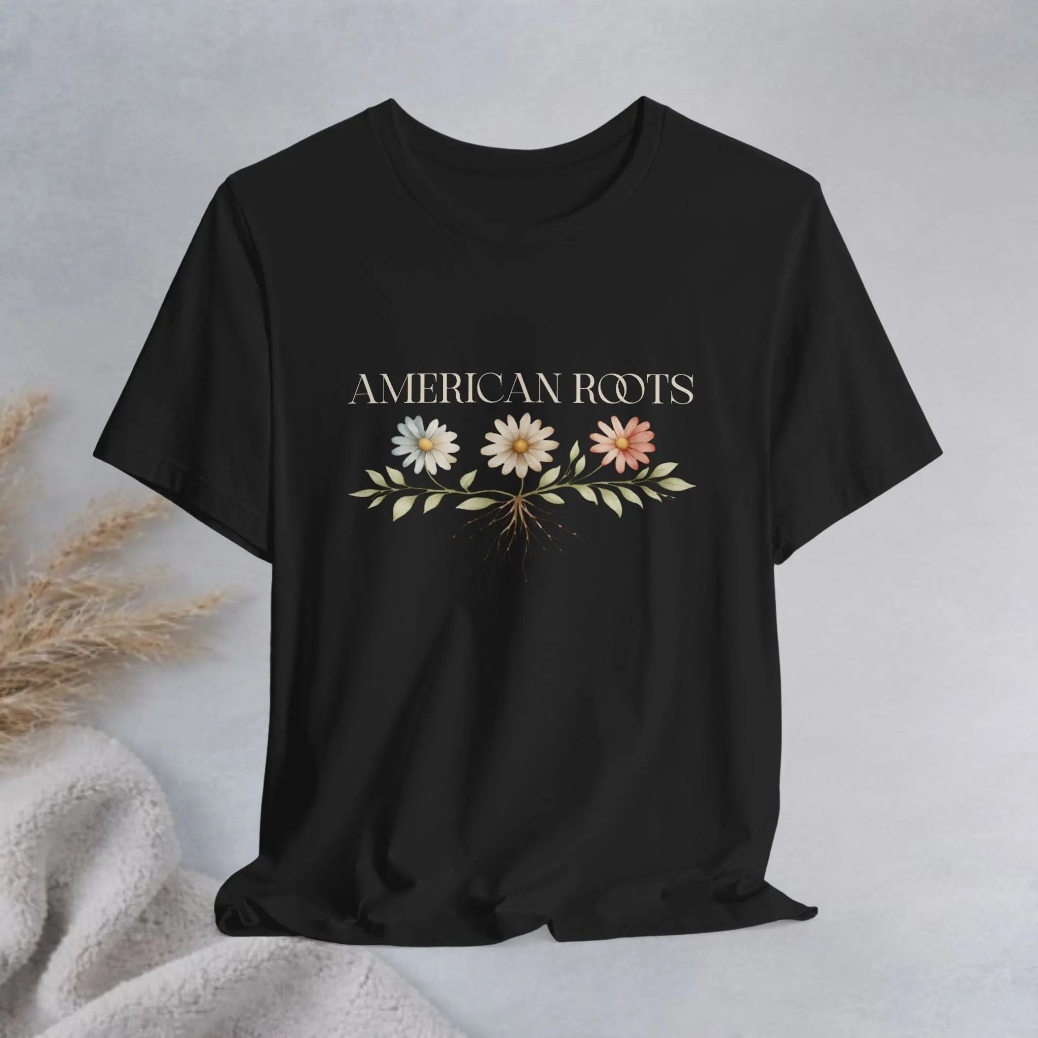 American Roots Floral Tee — Vintage Rustic Patriotic T‑Shirt Printify