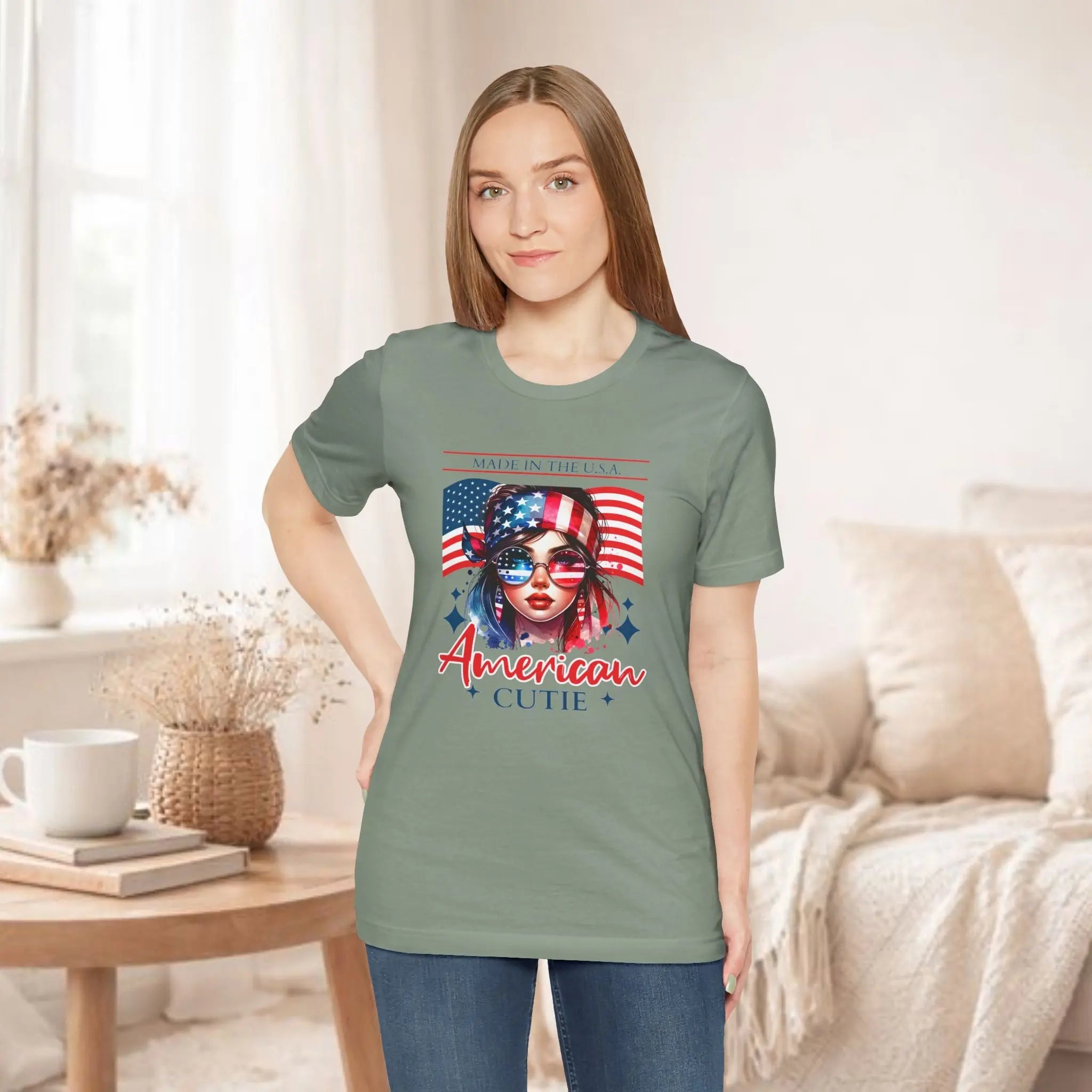 American Cutie T-Shirt — Patriotic USA Flag Graphic Tee Printify