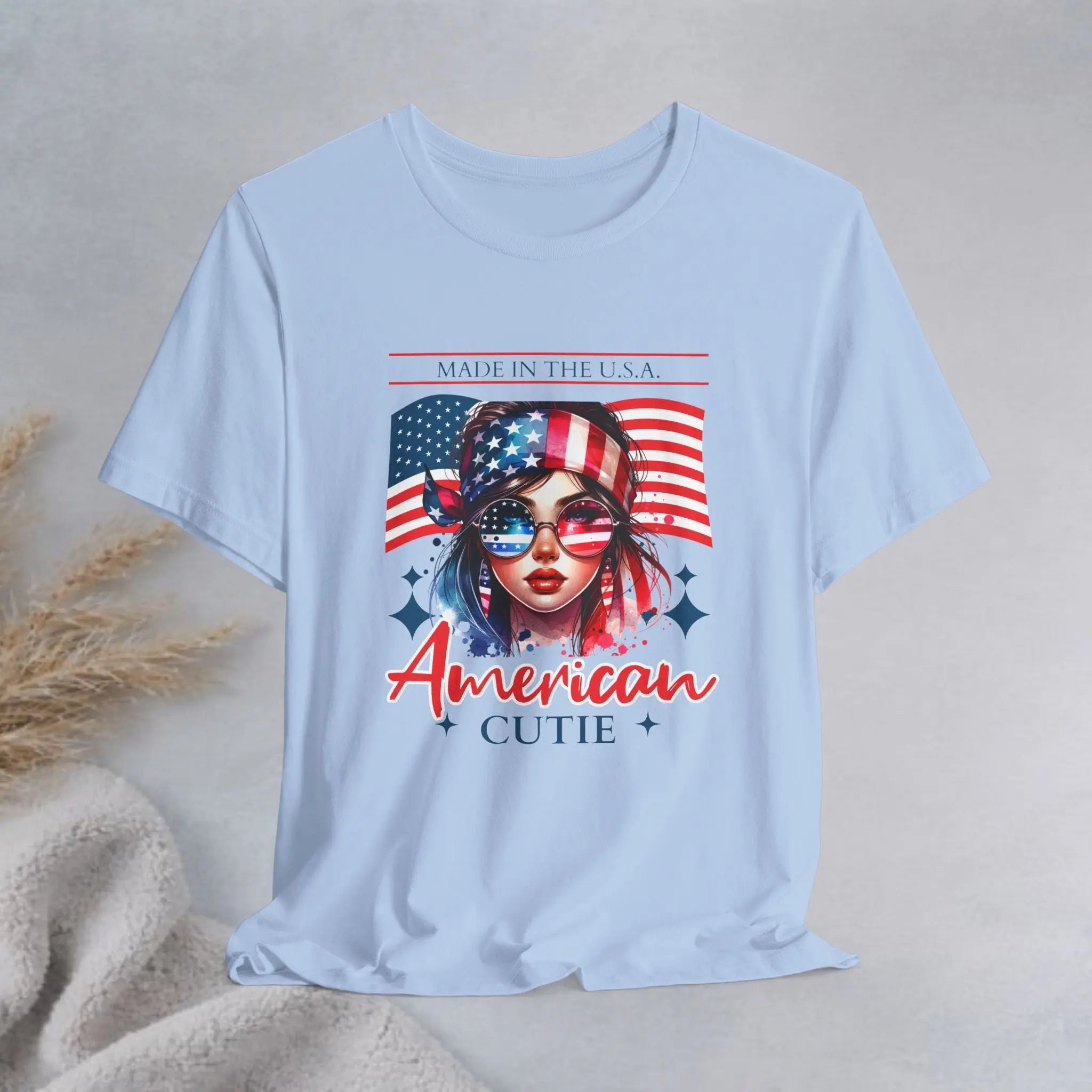American Cutie T-Shirt — Patriotic USA Flag Graphic Tee Printify