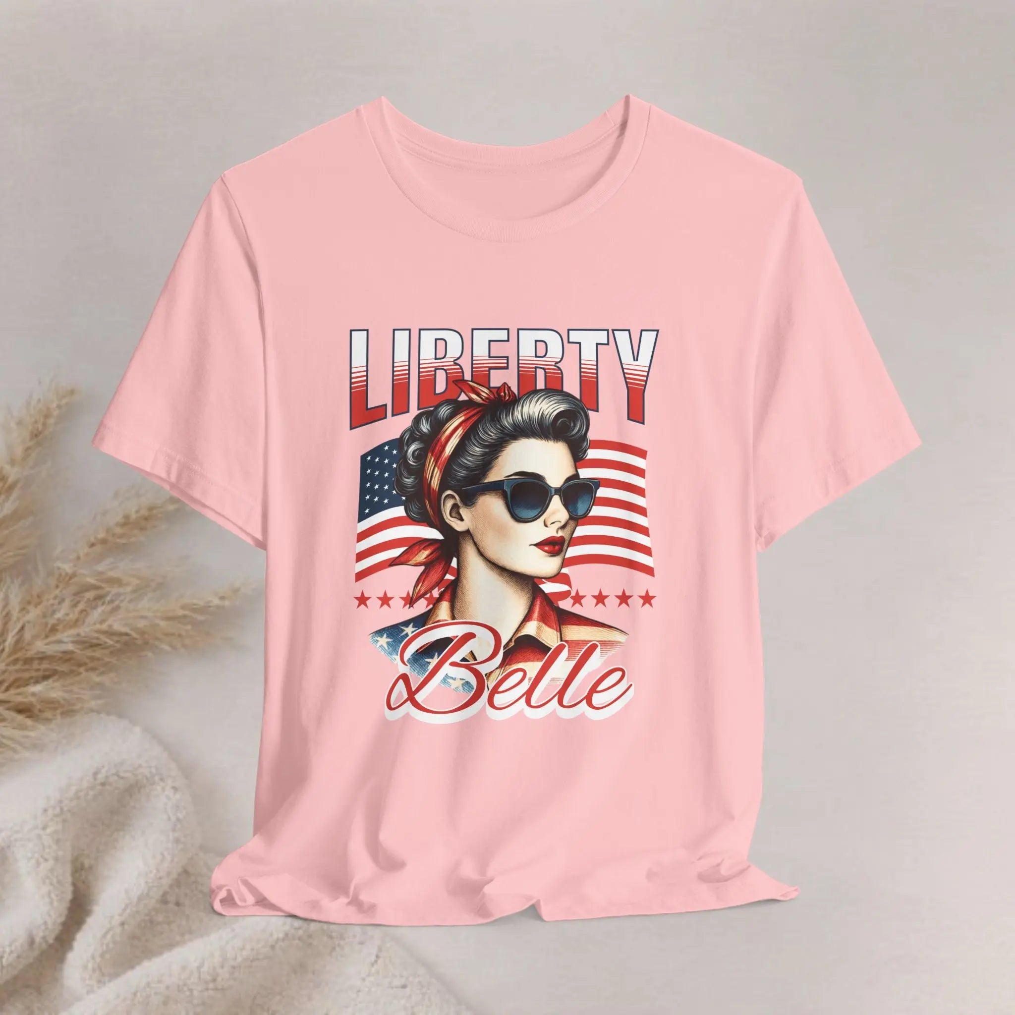 Liberty Belle Retro Patriotic Tee — Vintage American Flag Woman Design Printify