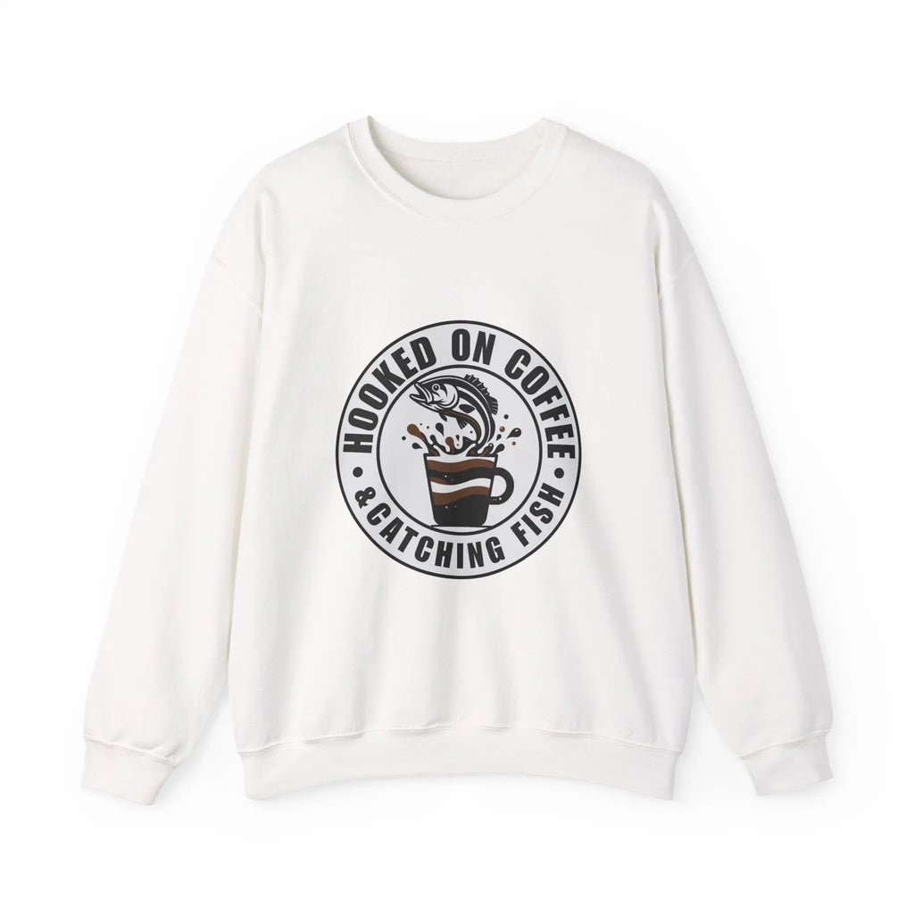 Hooked on Coffee and Catching Fish Sweatshirt Printify