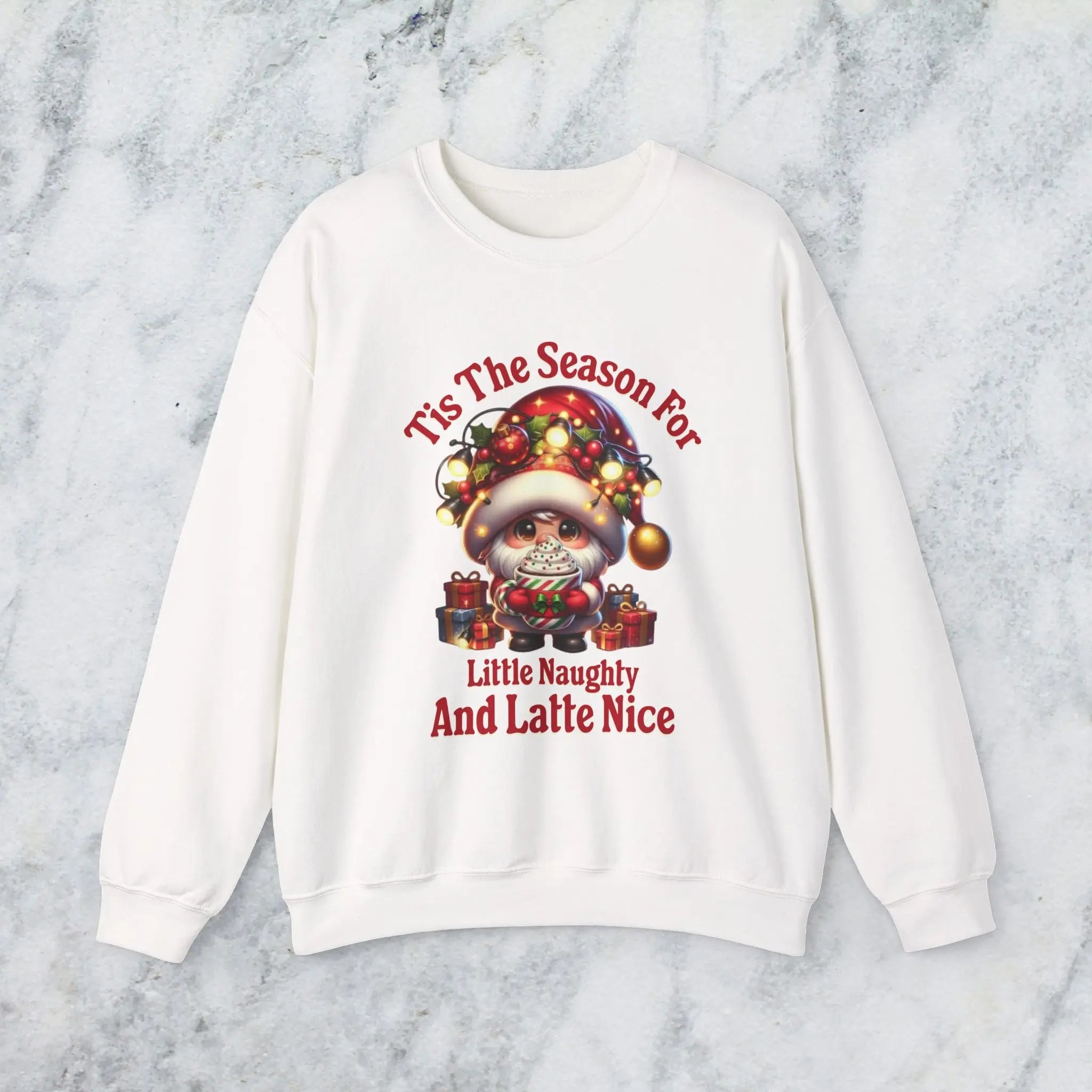 'Tis The Season Sweatshirt - "'Tis The Season For Little Naughty And Latte Nice" Holiday Shirt Printify