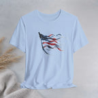 American Flag Waving Tee — Patriotic Red White Blue T-Shirt Printify