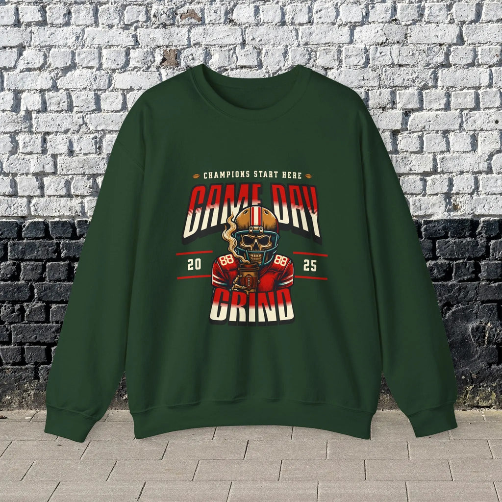 Game Day Grind Sweatshirt - Coffee Football Warm Cozy Sweatshirt Printify