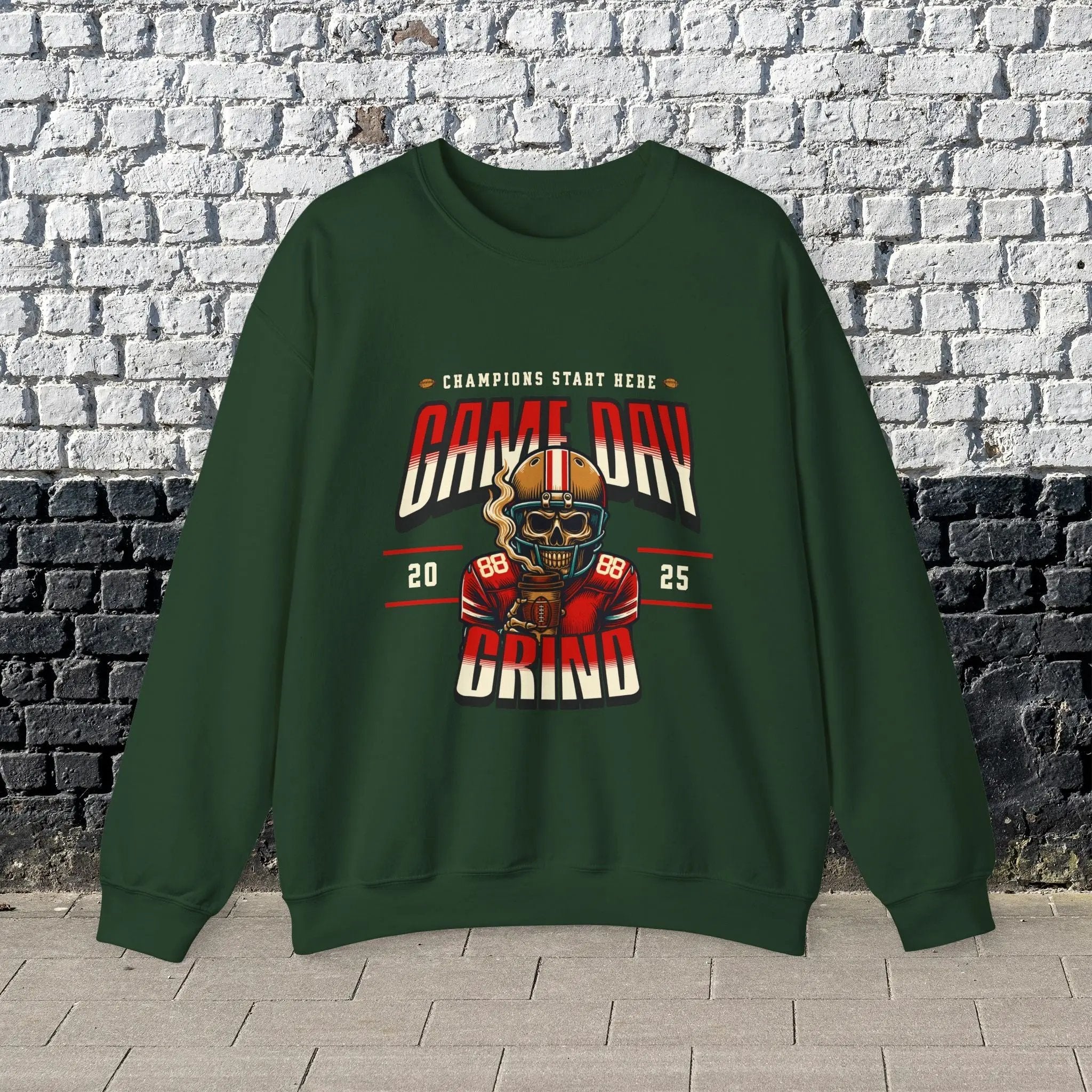 Game Day Grind Sweatshirt - Coffee Football Warm Cozy Sweatshirt Printify