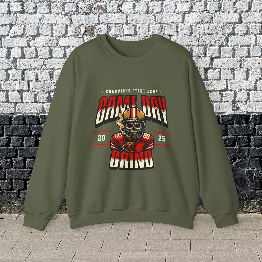 Game Day Grind Sweatshirt - Coffee Football Warm Cozy Sweatshirt Printify