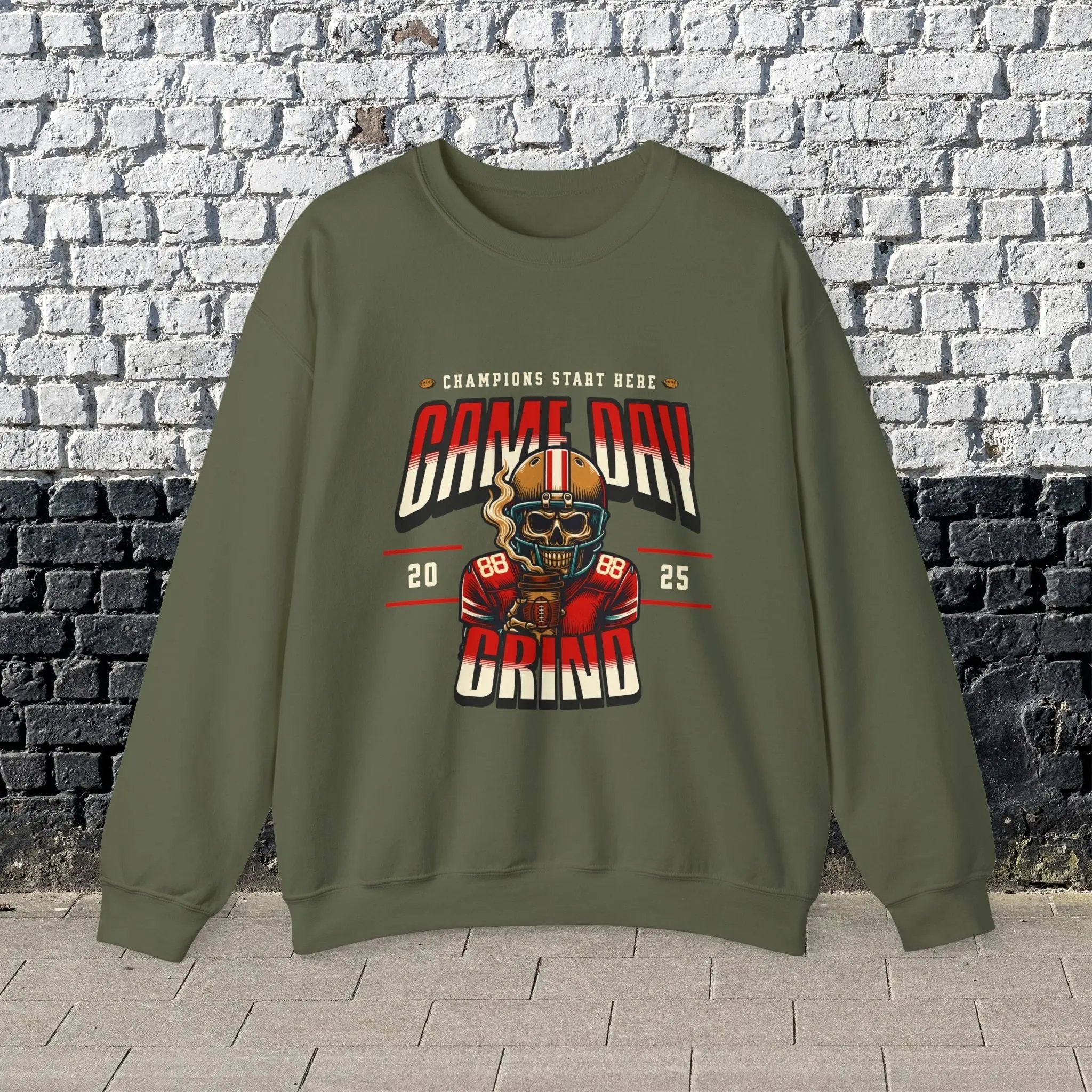 Game Day Grind Sweatshirt - Coffee Football Warm Cozy Sweatshirt Printify