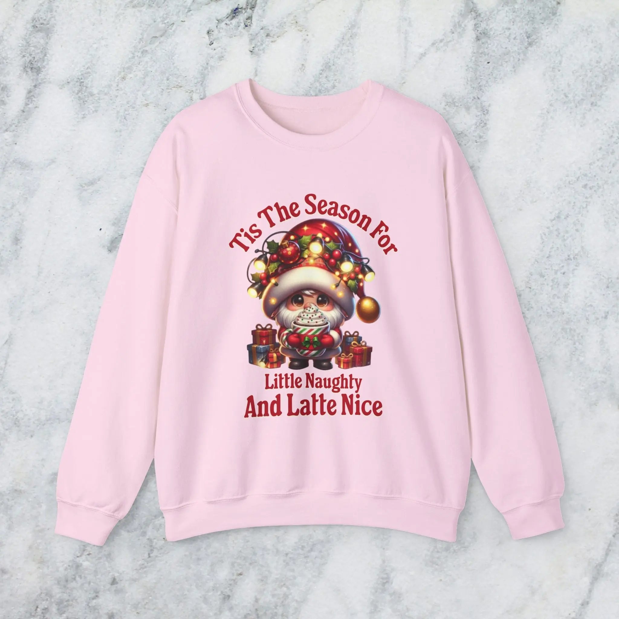 'Tis The Season Sweatshirt - "'Tis The Season For Little Naughty And Latte Nice" Holiday Shirt Printify