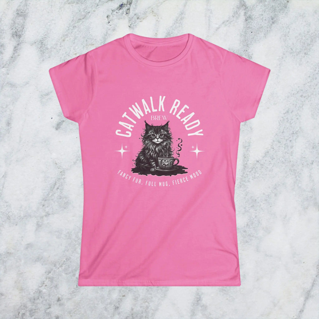 Catwalk Ready Shirt -  Fancy Fur, Full Mug, Fierce Mood Classy Coffee Cat Tee Printify