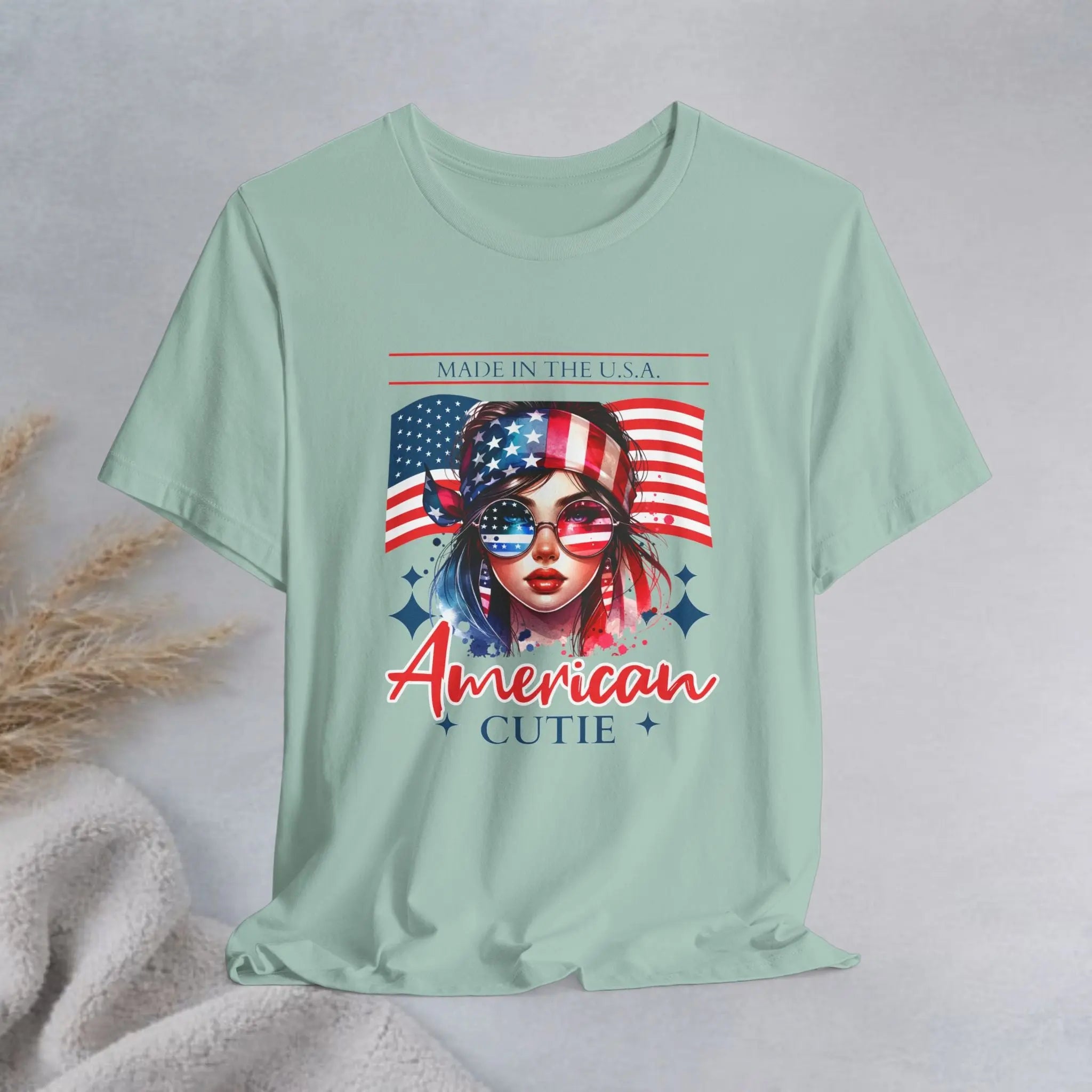 American Cutie T-Shirt — Patriotic USA Flag Graphic Tee Printify