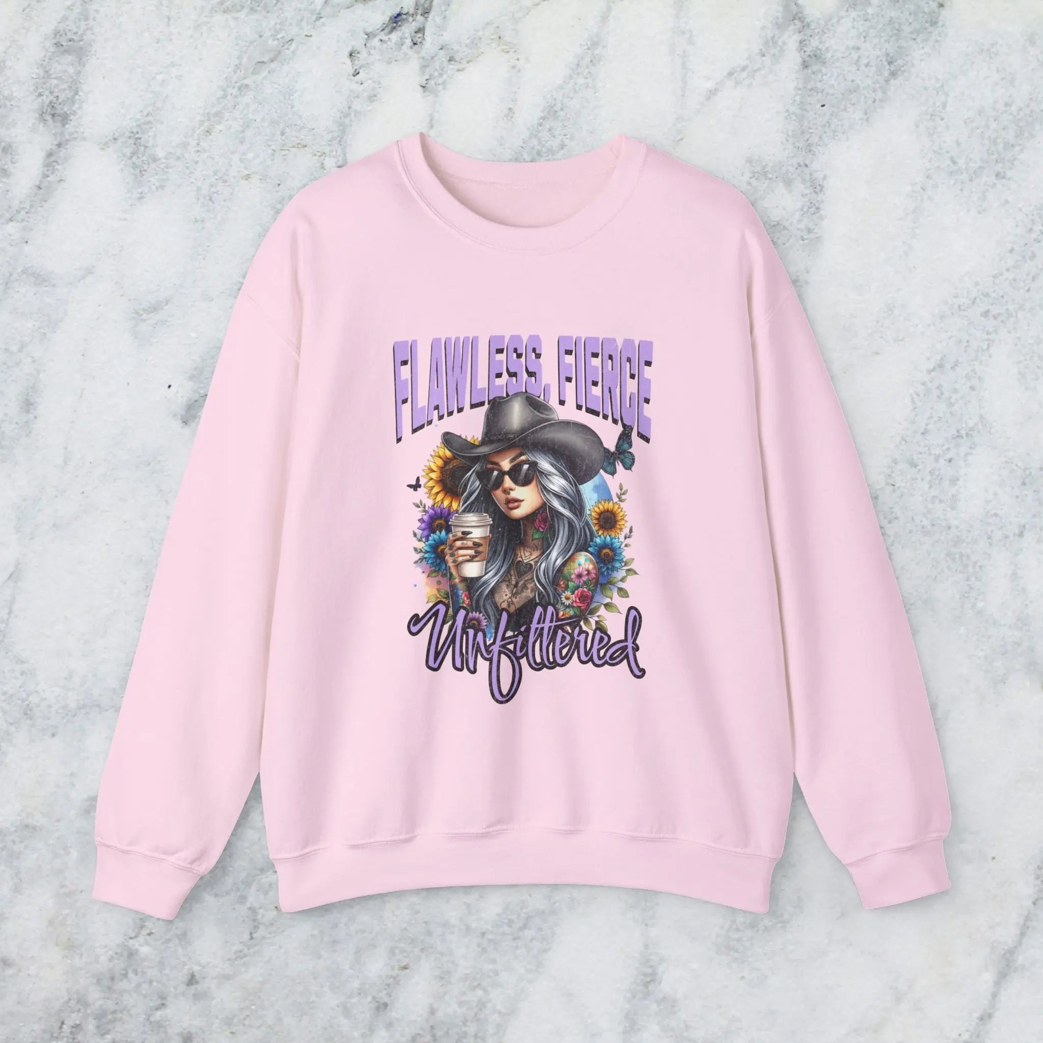 Unfiltered Cowgirl Sweatshirt - Cute Sassy Cowgirl Coffee Flower Shirt Printify