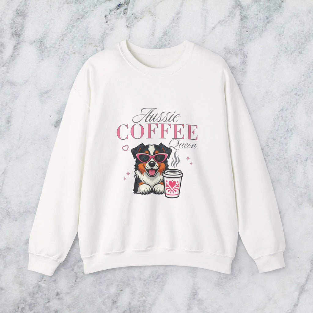 Aussie Coffee Queen Australian Shepherd Sweatshirt Printify