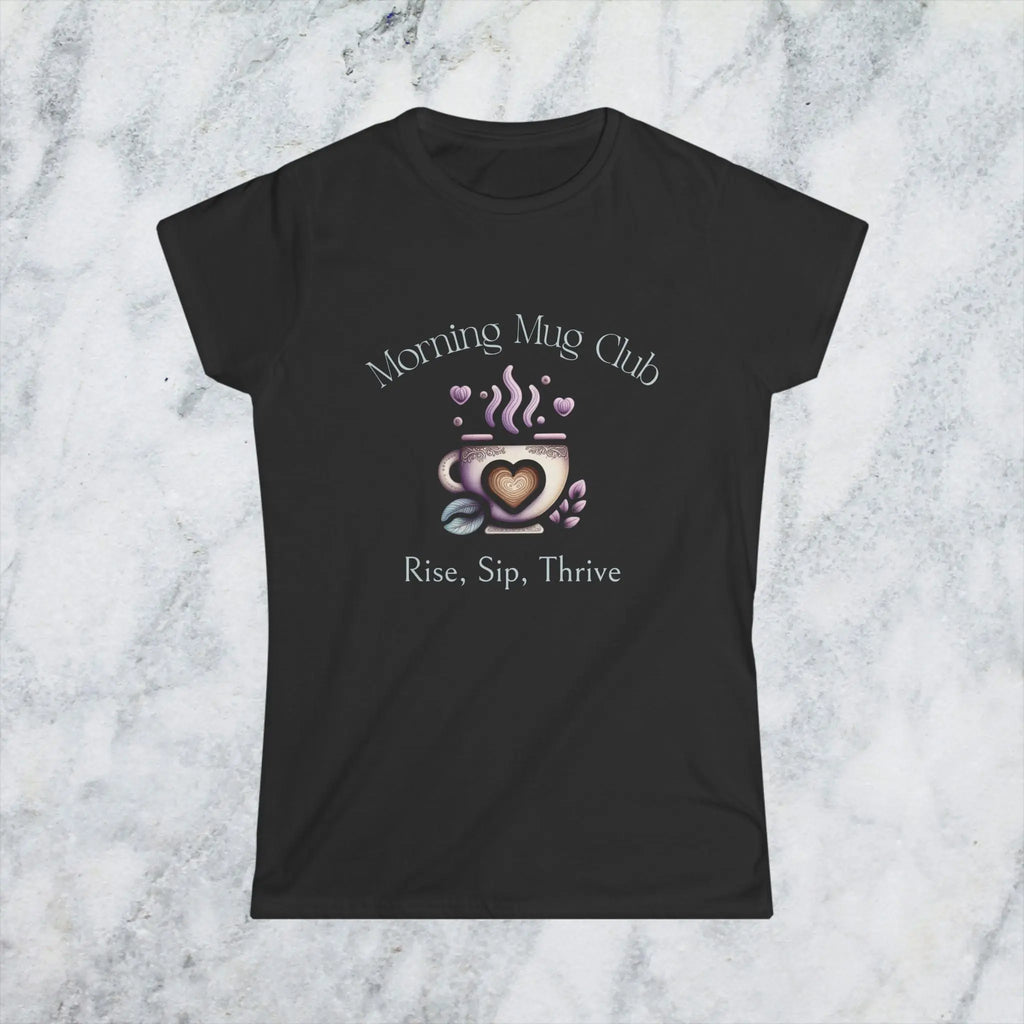 Rise, Sip, Thrive T-shirt - Morning Mug Club - Boho Style Coffee Mug Tee Printify