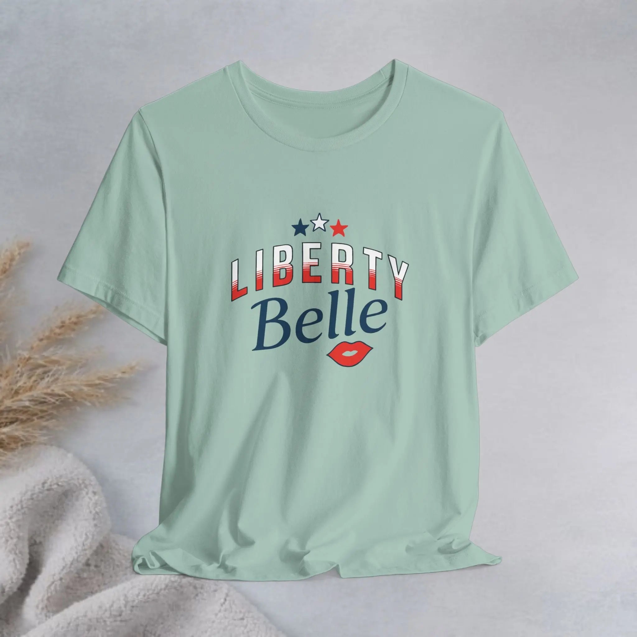 Liberty Belle Tee — Patriotic Stars And Red Lips T-Shirt Printify