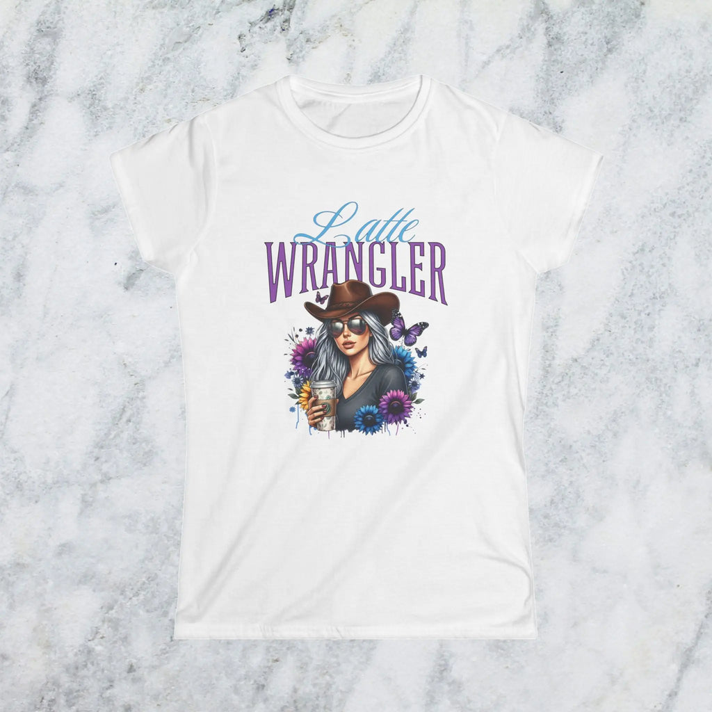 Latte Wrangler Women's Tee — Sunflower Cowboy Coffee Graphic Printify