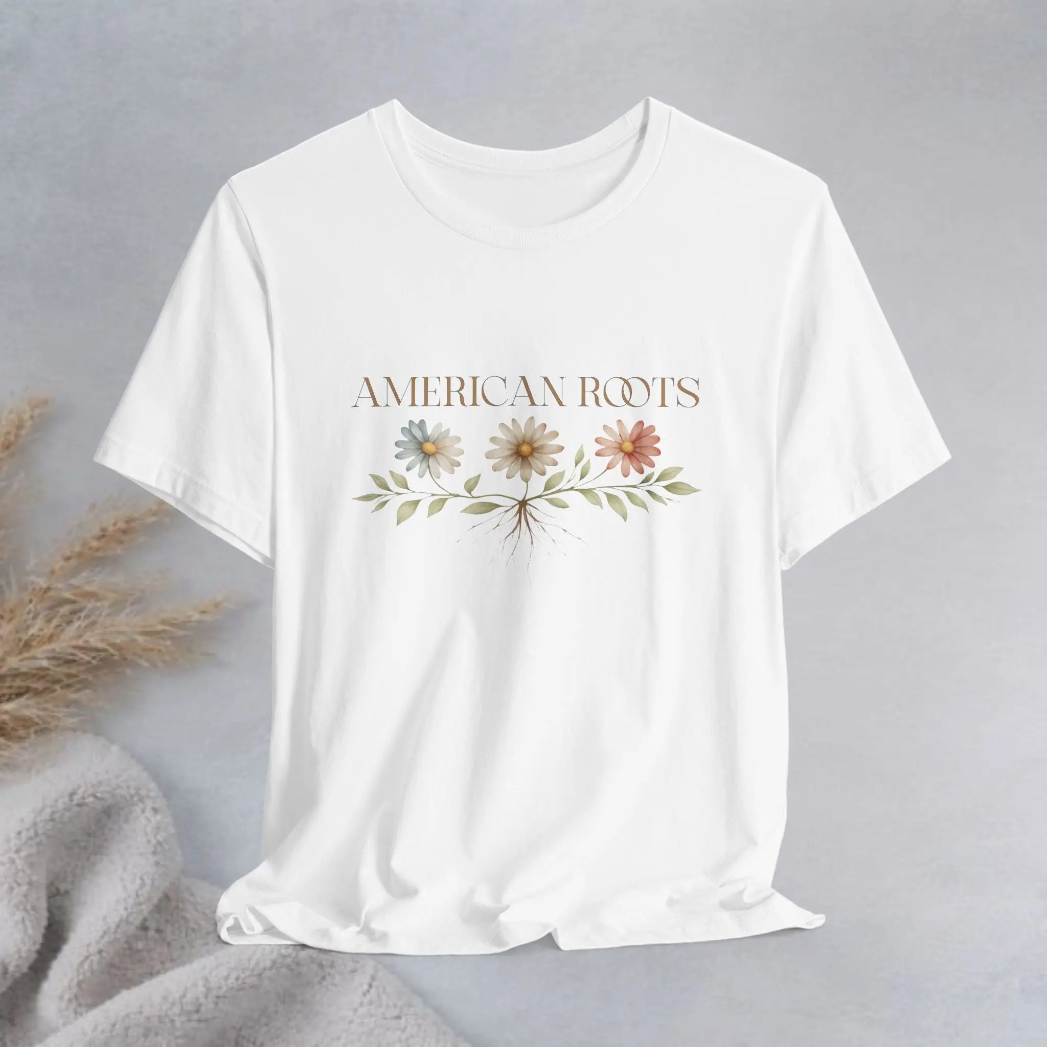 American Roots Floral Tee — Vintage Rustic Patriotic T‑Shirt Printify