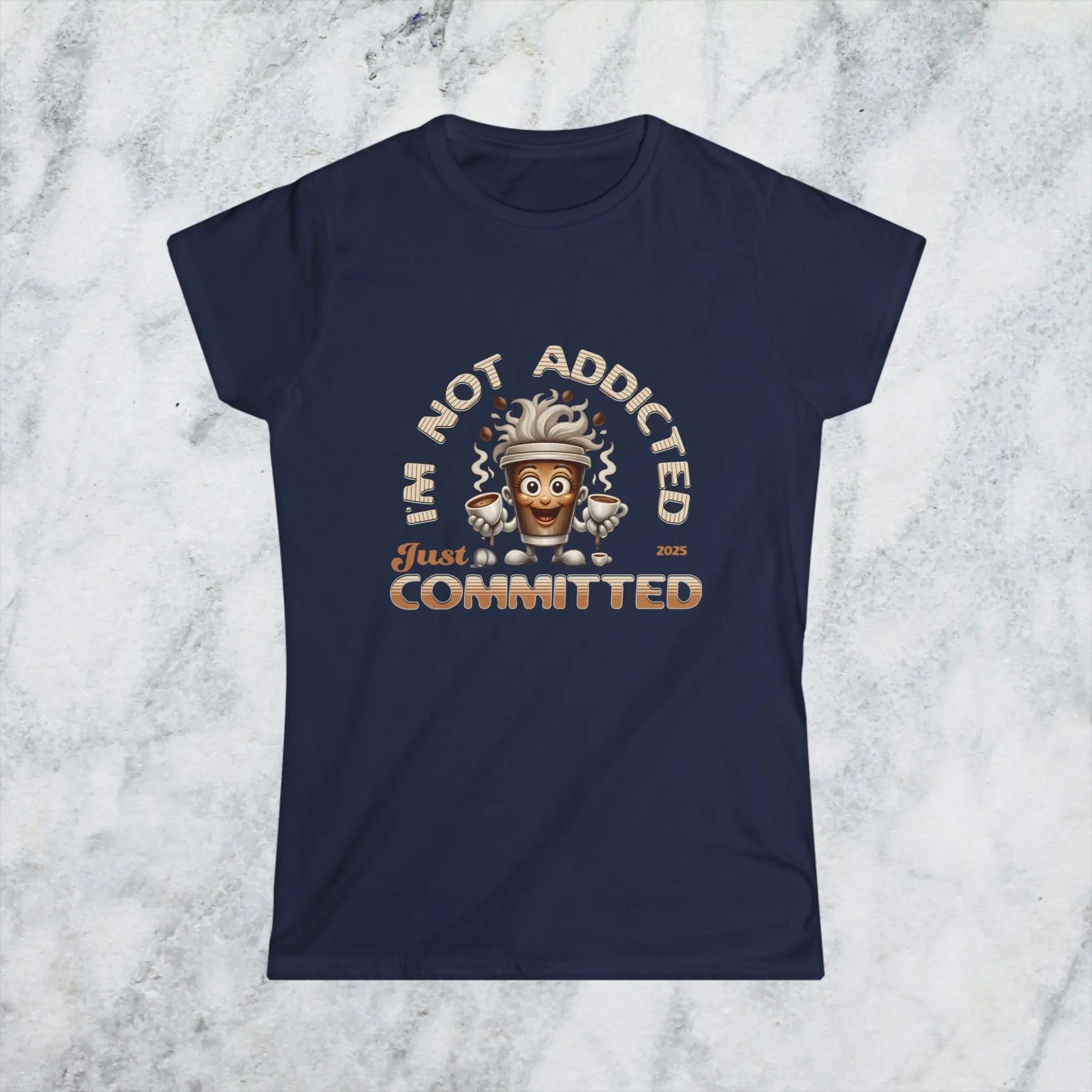 Not Addicted Just Committed Shirt – Funny Coffee Lover Tee, Caffeine Addict Humor T-Shirt, Barista Gift for Coffee Drinkers Printify