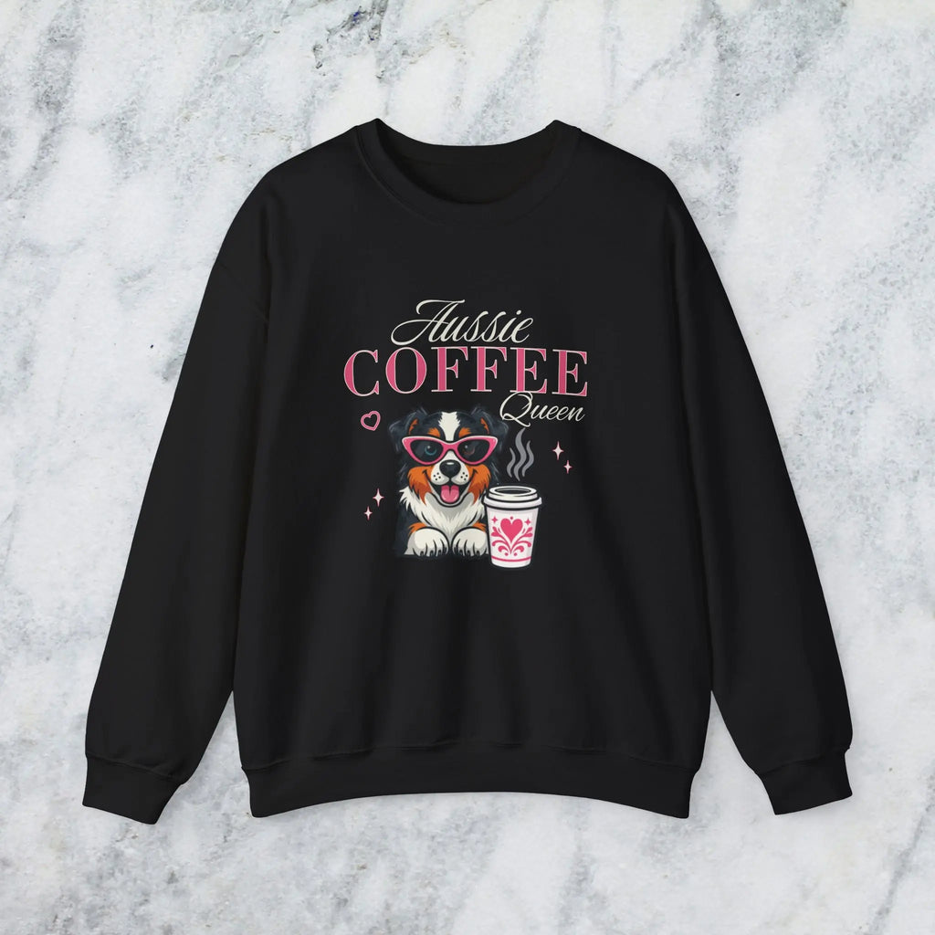 Aussie Coffee Queen Australian Shepherd Sweatshirt Printify