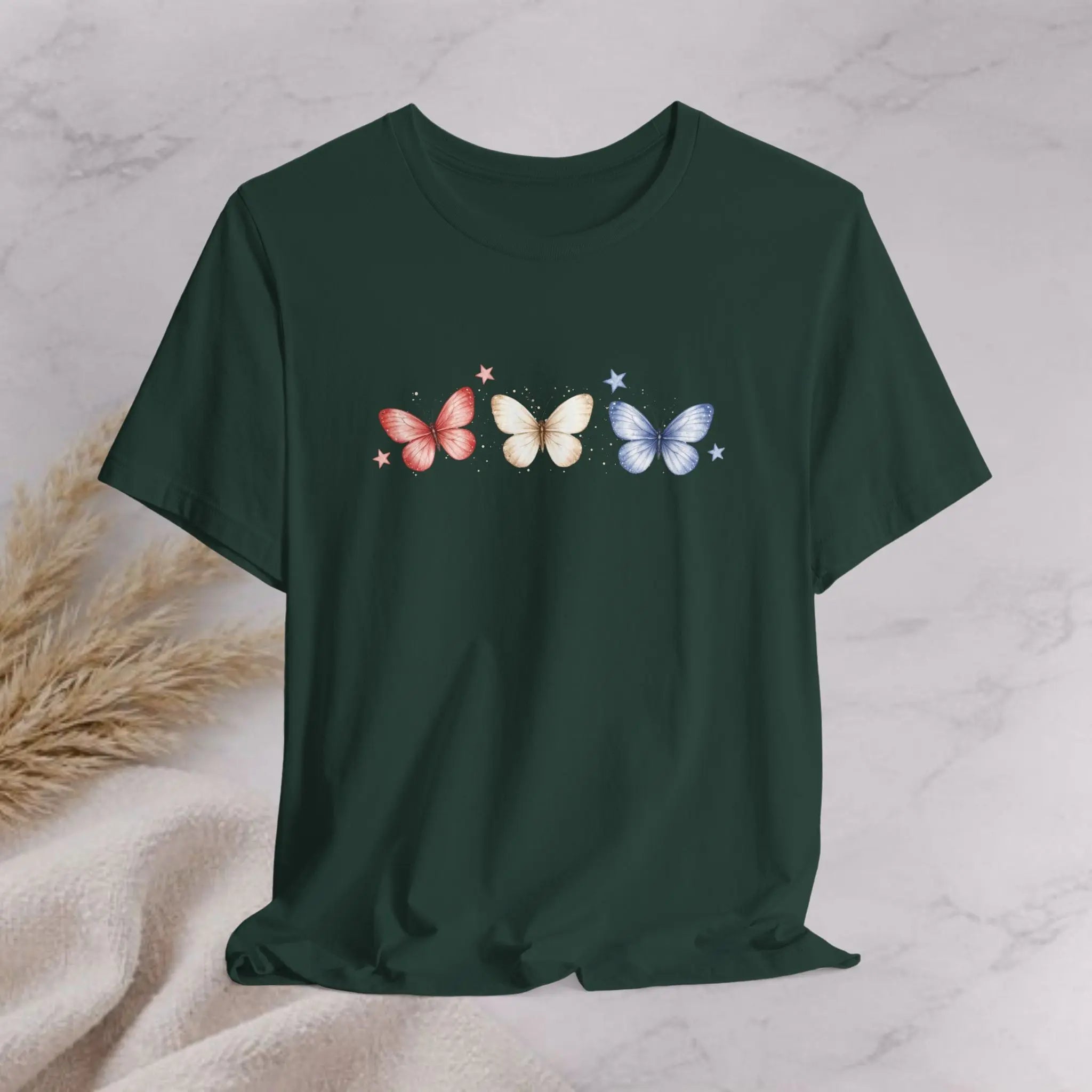 Red White And Blue Butterfly Tee Printify