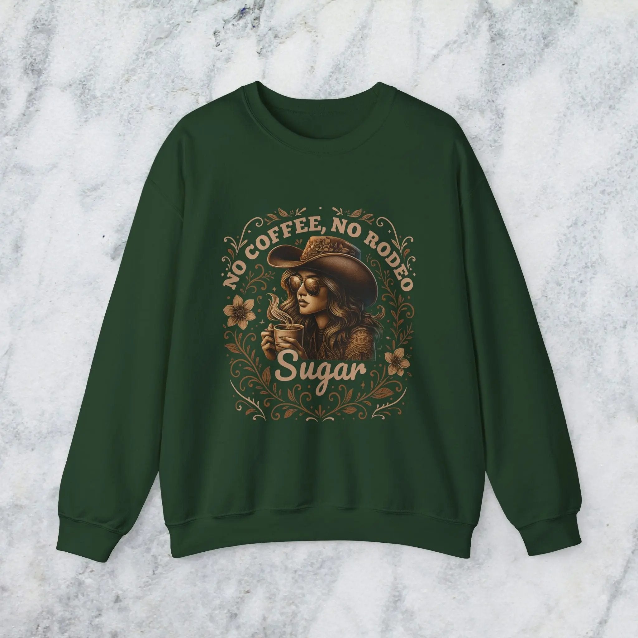 No Coffee No Rodeo Sweatshirt - cute western cowgirl coffee top Printify