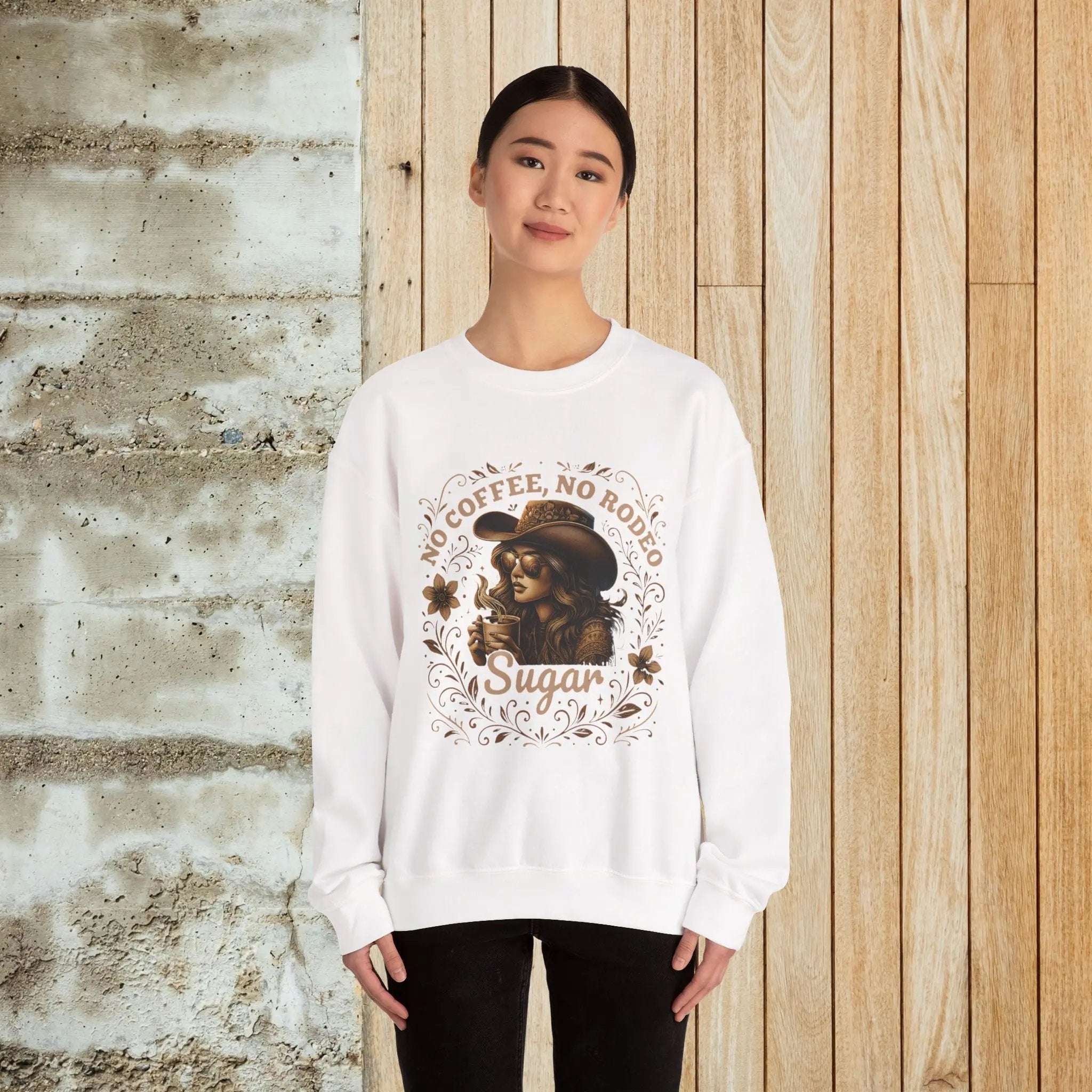 No Coffee No Rodeo Sweatshirt - cute western cowgirl coffee top Printify
