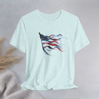 American Flag Waving Tee — Patriotic Red White Blue T-Shirt Printify
