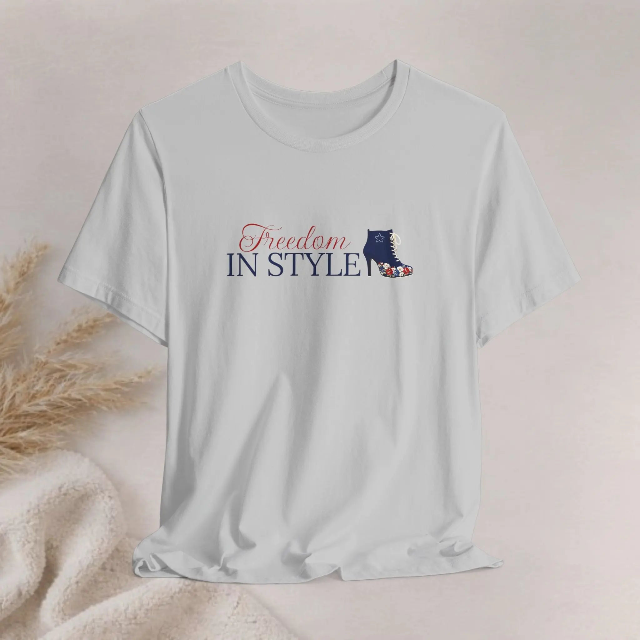 Freedom in Style Tee — Patriotic High Heel Graphic T-Shirt Printify