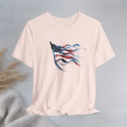 American Flag Waving Tee — Patriotic Red White Blue T-Shirt Printify