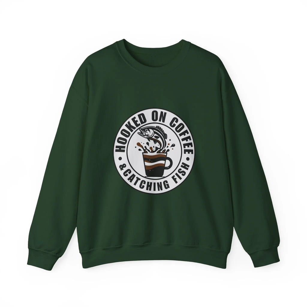 Hooked on Coffee and Catching Fish Sweatshirt Printify