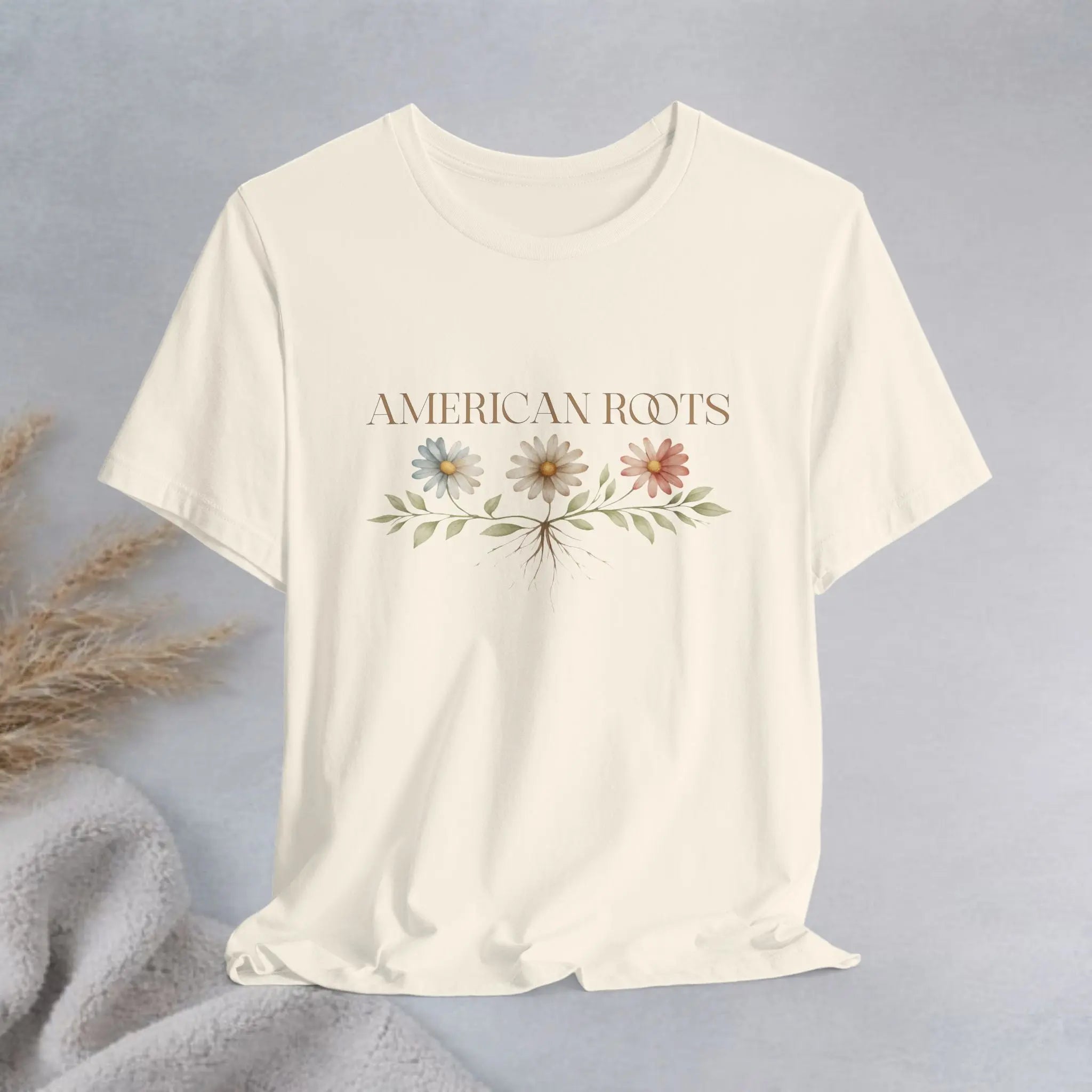 American Roots Floral Tee — Vintage Rustic Patriotic T‑Shirt Printify
