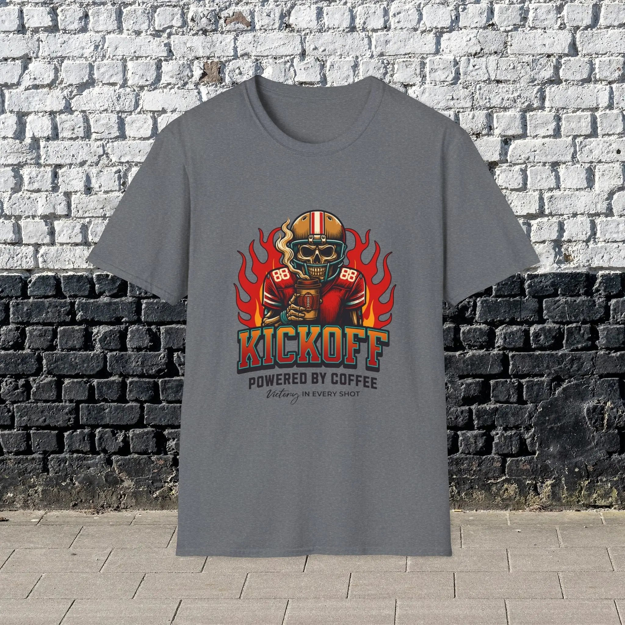 Kickoff Powered by Coffee T-Shirt Printify