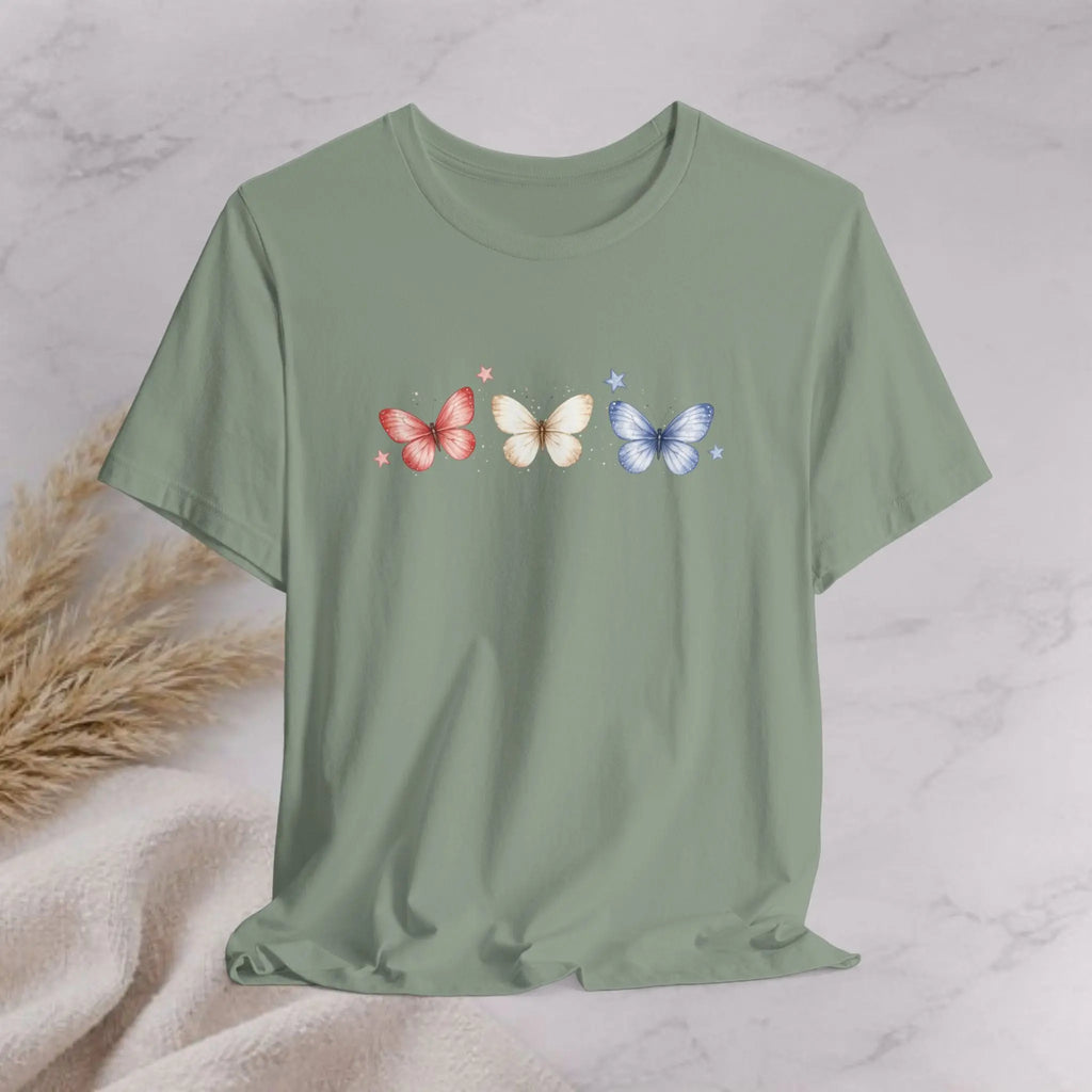 Red White And Blue Butterfly Tee Printify