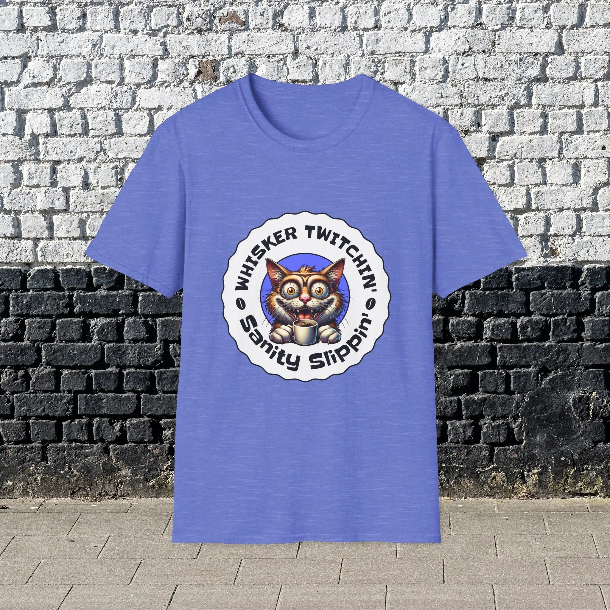 Whisker Twitchin’ Sanity Slippin’ T-Shirt – Funny Crazy Cat Coffee Lover Tee for Men and Women, Caffeine Addict Humor Gift Shirt Printify
