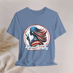 All American Beauty T-Shirt — Red White & Blue Peace Sign Silhouette Printify