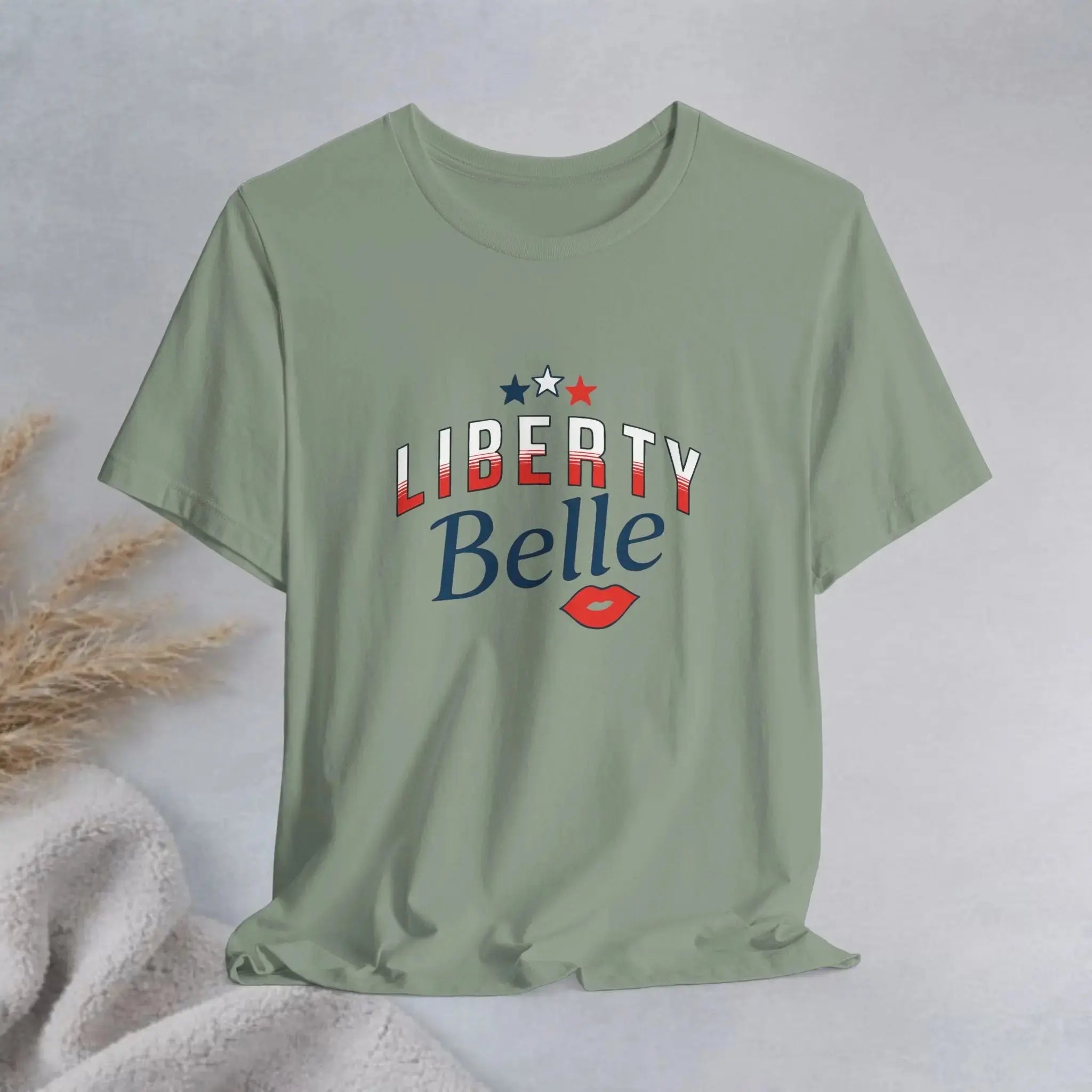 Liberty Belle Tee — Patriotic Stars And Red Lips T-Shirt Printify