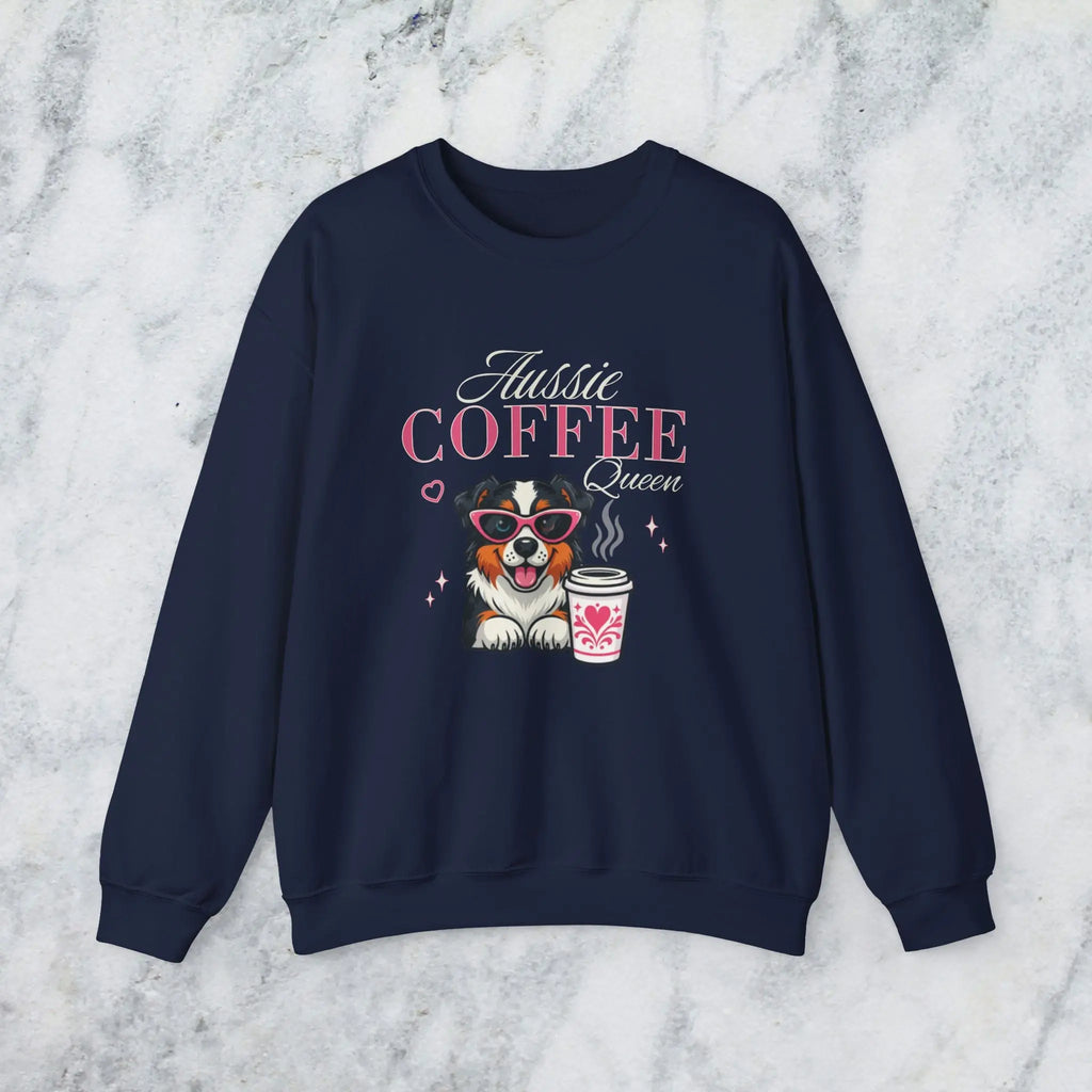 Aussie Coffee Queen Australian Shepherd Sweatshirt Printify