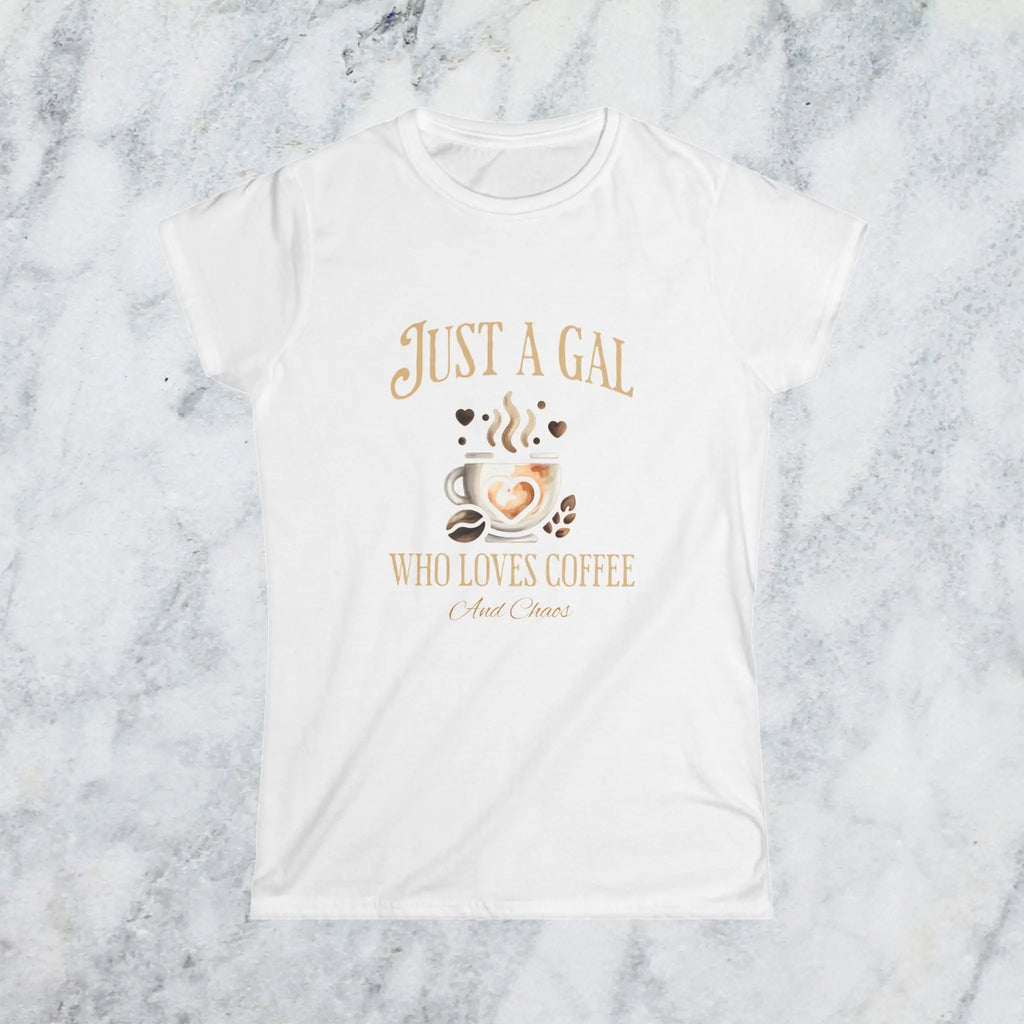 Just a Gal T-shirt - Who Loves Coffee - Boho Style Coffee Gal T-shirt Printify